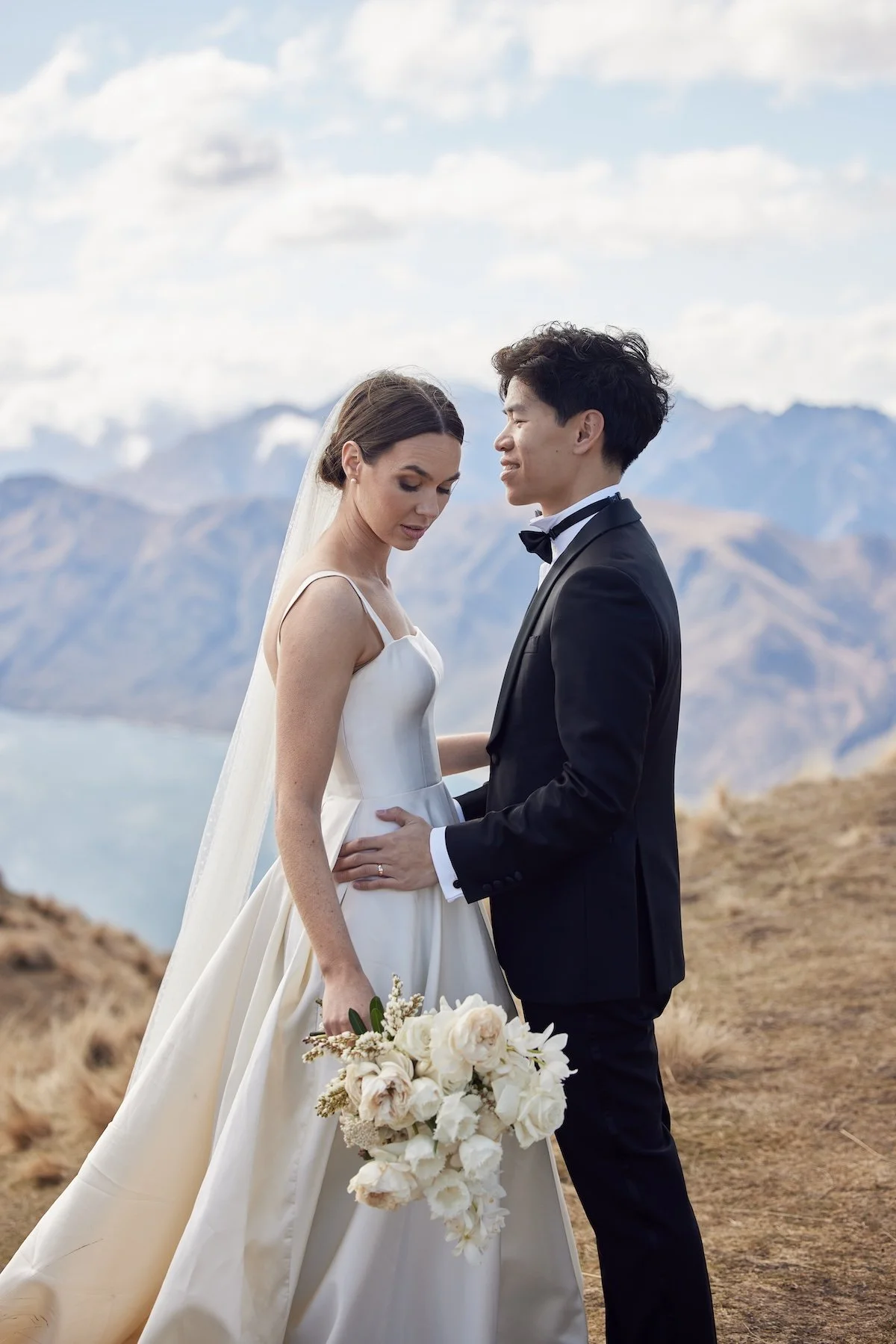 Editorial wedding portraits in New Zealand, one of the best luxury wedding destinations.
