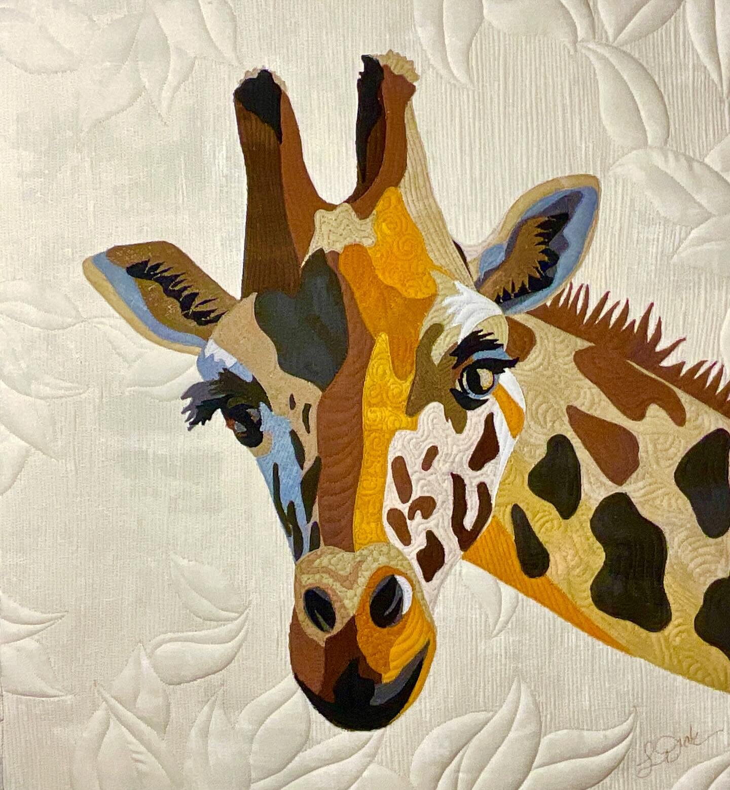 Still needs a binding. About 18 x 20 inches.  All #grungefabric by @modafabrics , #glidethread by @habanddash 

#artquilt #artquilter #artquilts #textileart #textileartist #vermontartist #giraffe