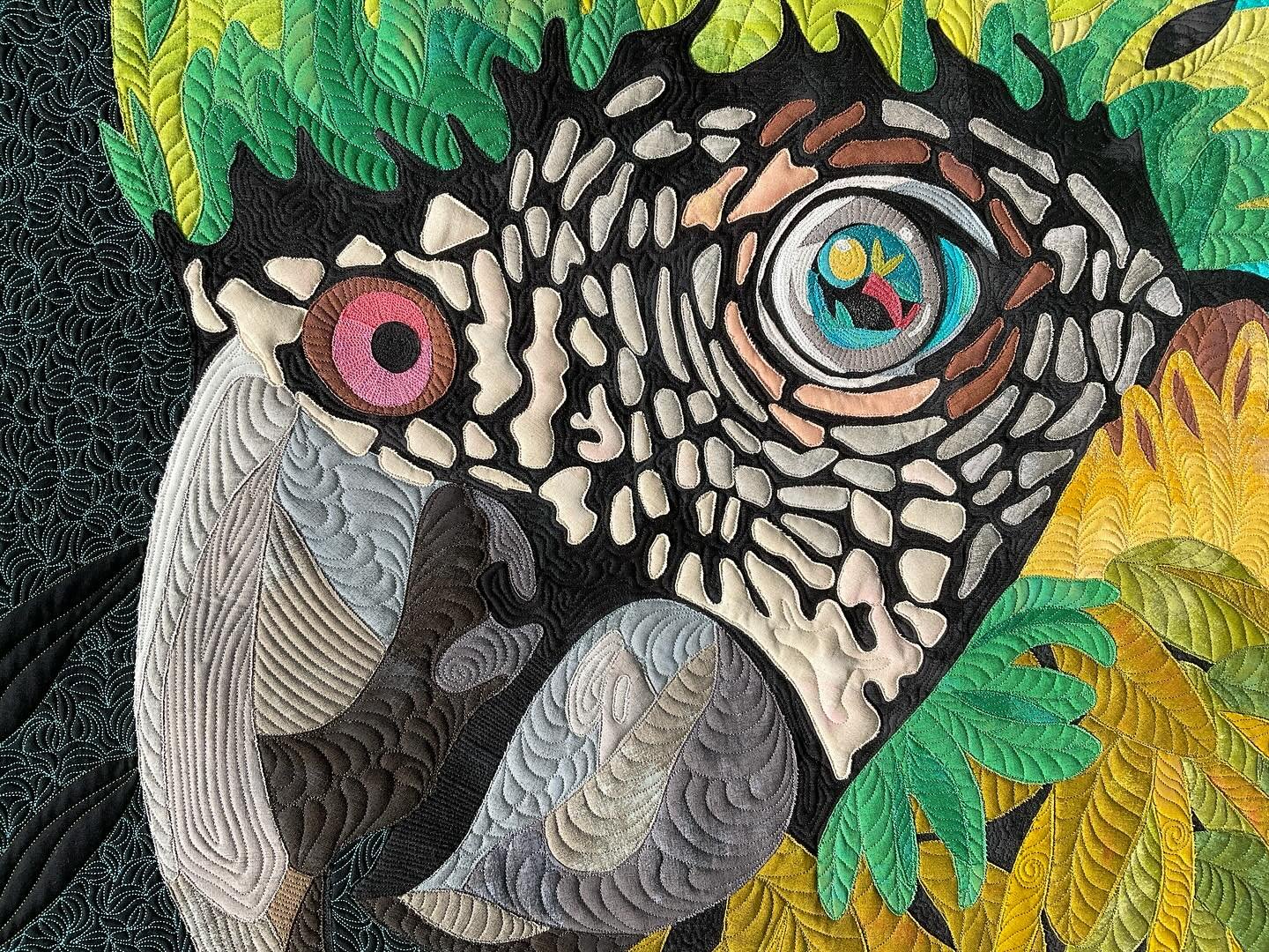 This naughty fellow took a couple of extra days to arrive at his new home. I have no idea where he was during that time, but I&rsquo;m thrilled he arrived safely and has been welcomed to his new habitat!

#justanotherdayinparadise #artquilt #artquilt