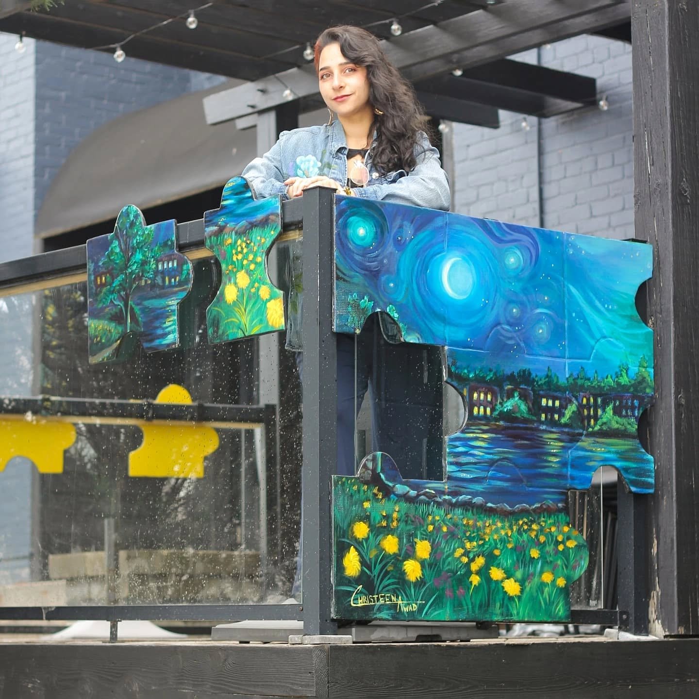 Our roomie @christeen.awad.art was one of 5 talented artists selected for the @citybarrie Brightening Barriers project. Find her work brightening the beautiful patios of @michaelandmarionsofficial . 
Congratulations, Christeen, and to the other artis