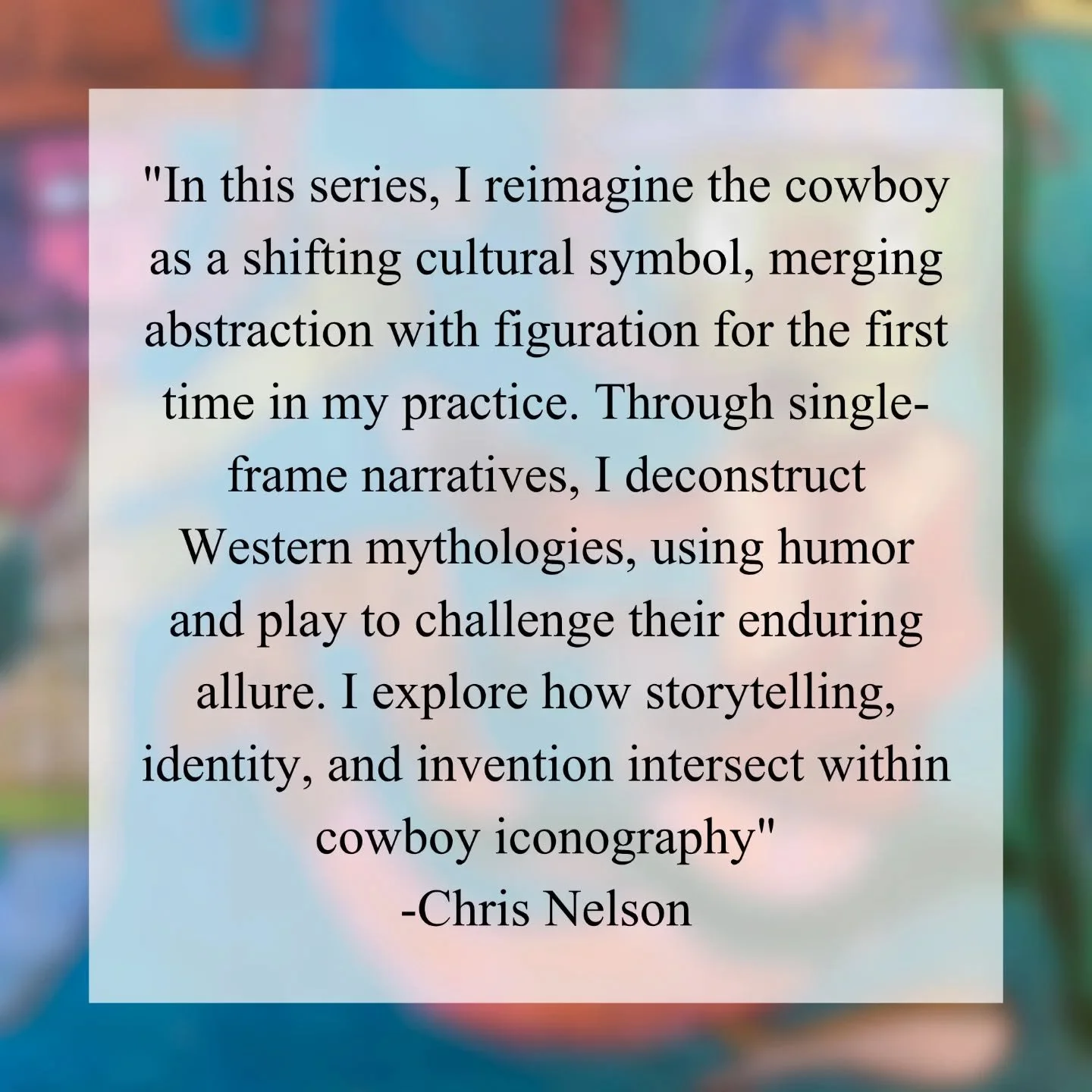 TONIGHT- WANTED : Cowboy culture reimagined. Reception: October 31. 7PM. 📍12 Lakeshore Mews 

This week, I'll be posting sneak peaks of work in the show and statements from the artists:

&quot;In this series, I reimagine the cowboy as a shifting cul