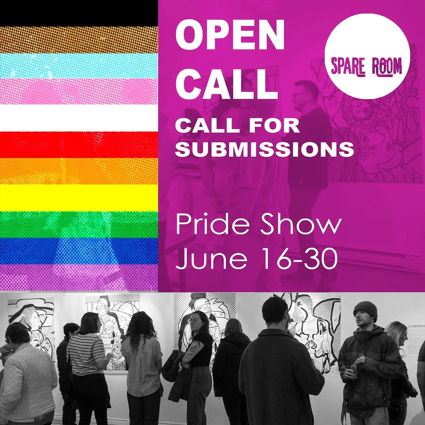 Spareroom will be hosting a reception for local queer emerging artists this June 20 &amp;21st!
Are you interested in participating Please DM us or email us at spareroom.artiststudios@gmail.com.

Include the following info: 
&bull;A picture of the pie