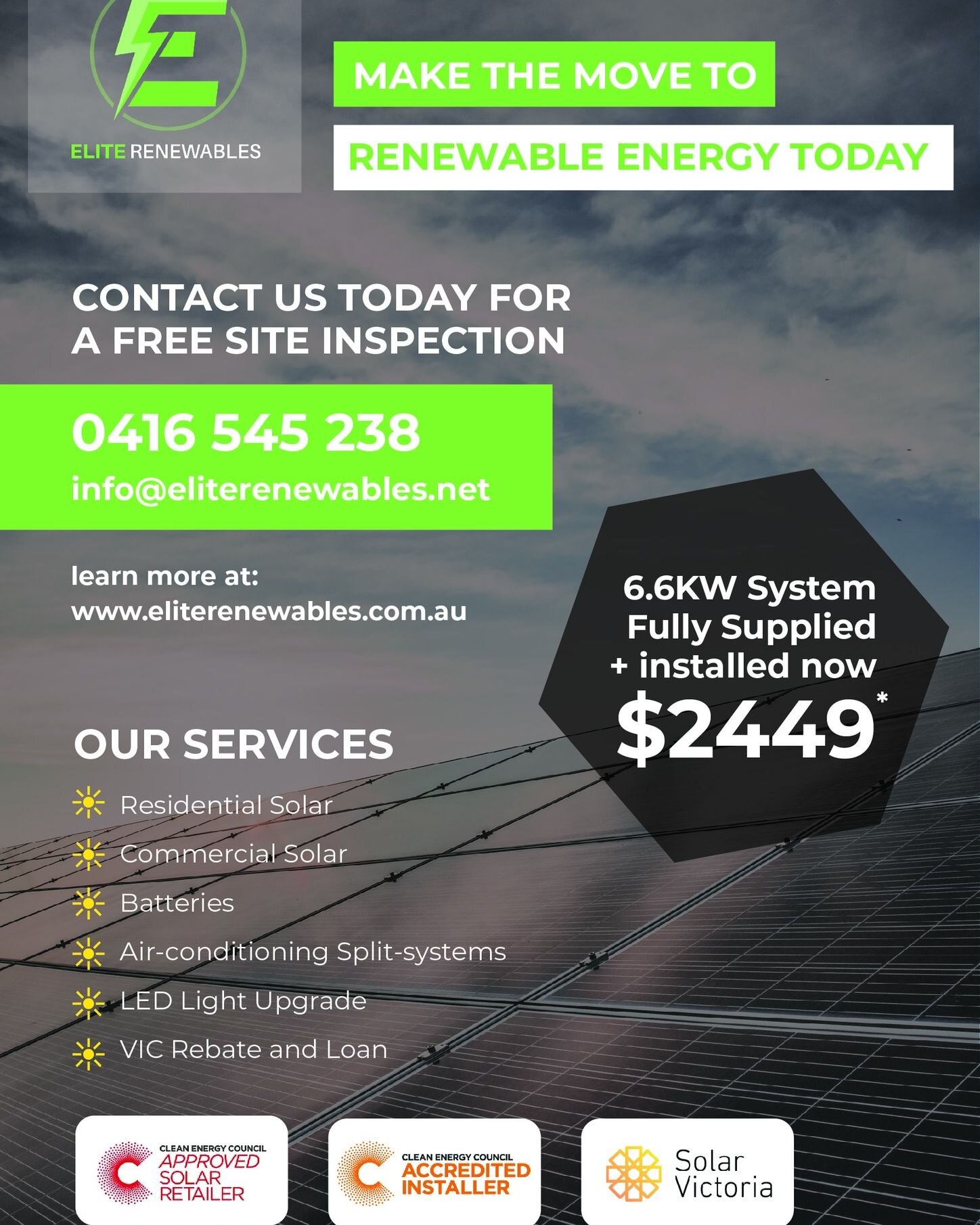 Beat the latest electricity rate hikes! Make the move to renewable energy to power your home and start saving now! Visit www.eliterenewables.com.au to find out more.