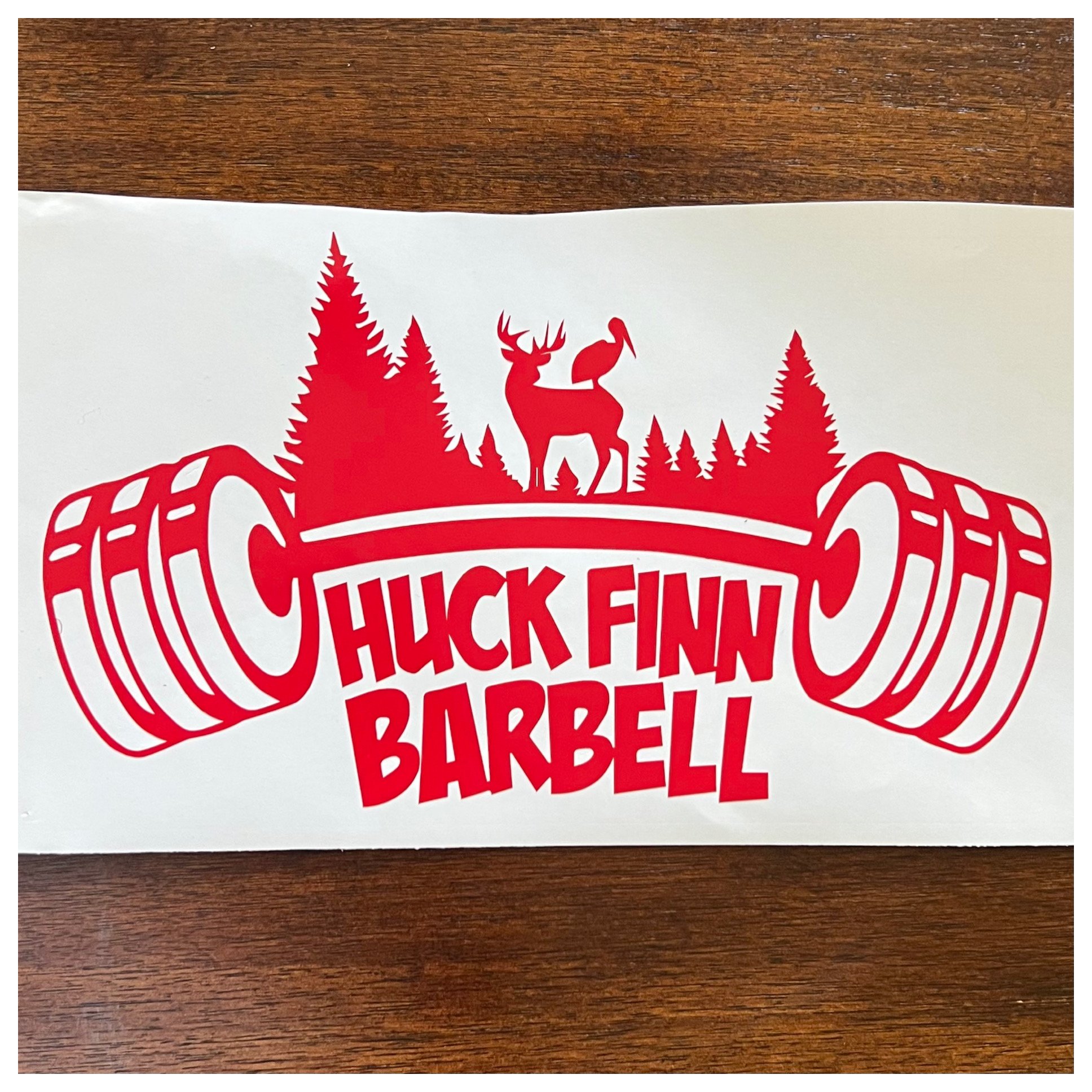 DECALBUNNY Barbell Vinyl Decal - White Crystal Finish, 8" X 2.5", Weightlifting Gym Sticker, Made In USA