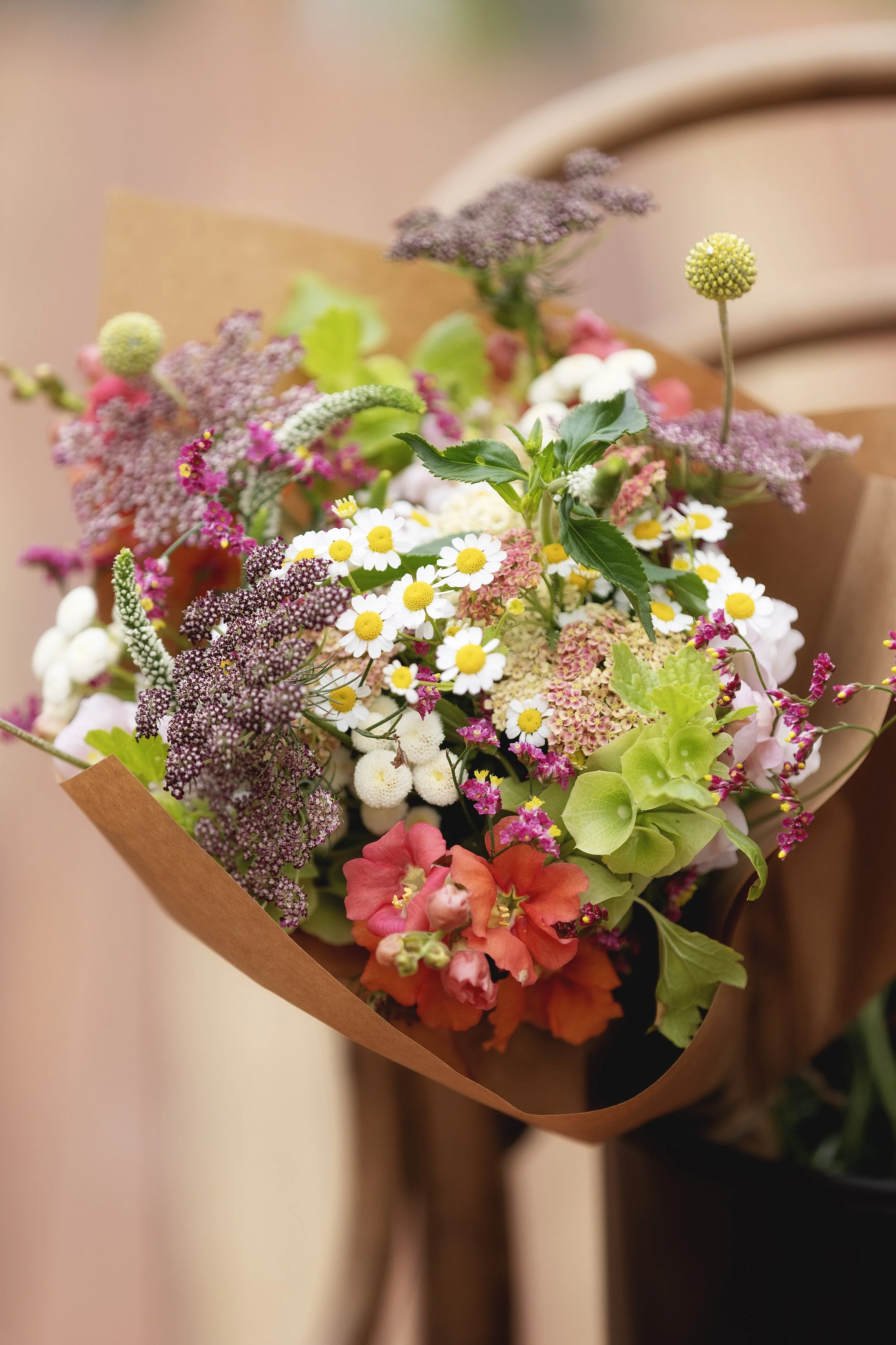 mixed seasonal flower bouquet