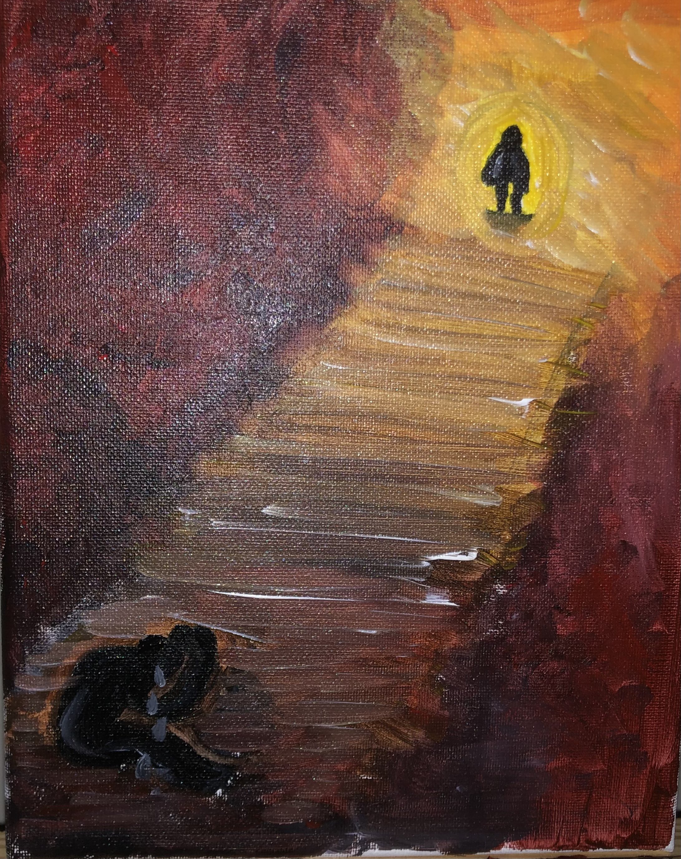 TITLE: There Is Always Hope // ARTIST: Alana Bernardo // DESCRIPTION: This piece depicts the sadness you feel when you have mental struggles but also shows there is hope and you can overcome your sadness .