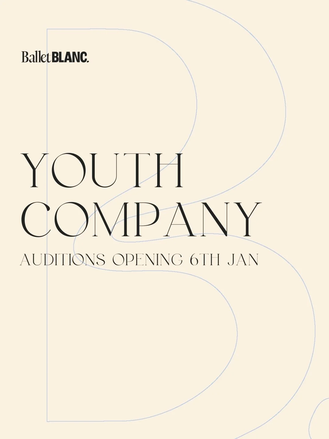 Save the Date! 
Ballet Blanc 2026 Auditons 

Auditions open January 6th 2026 and close January 25th 2026. 

Late entries will be considered till the 8th of February 

We cannot wait to see your entries! 
Ballet Blanc Team 🌟
