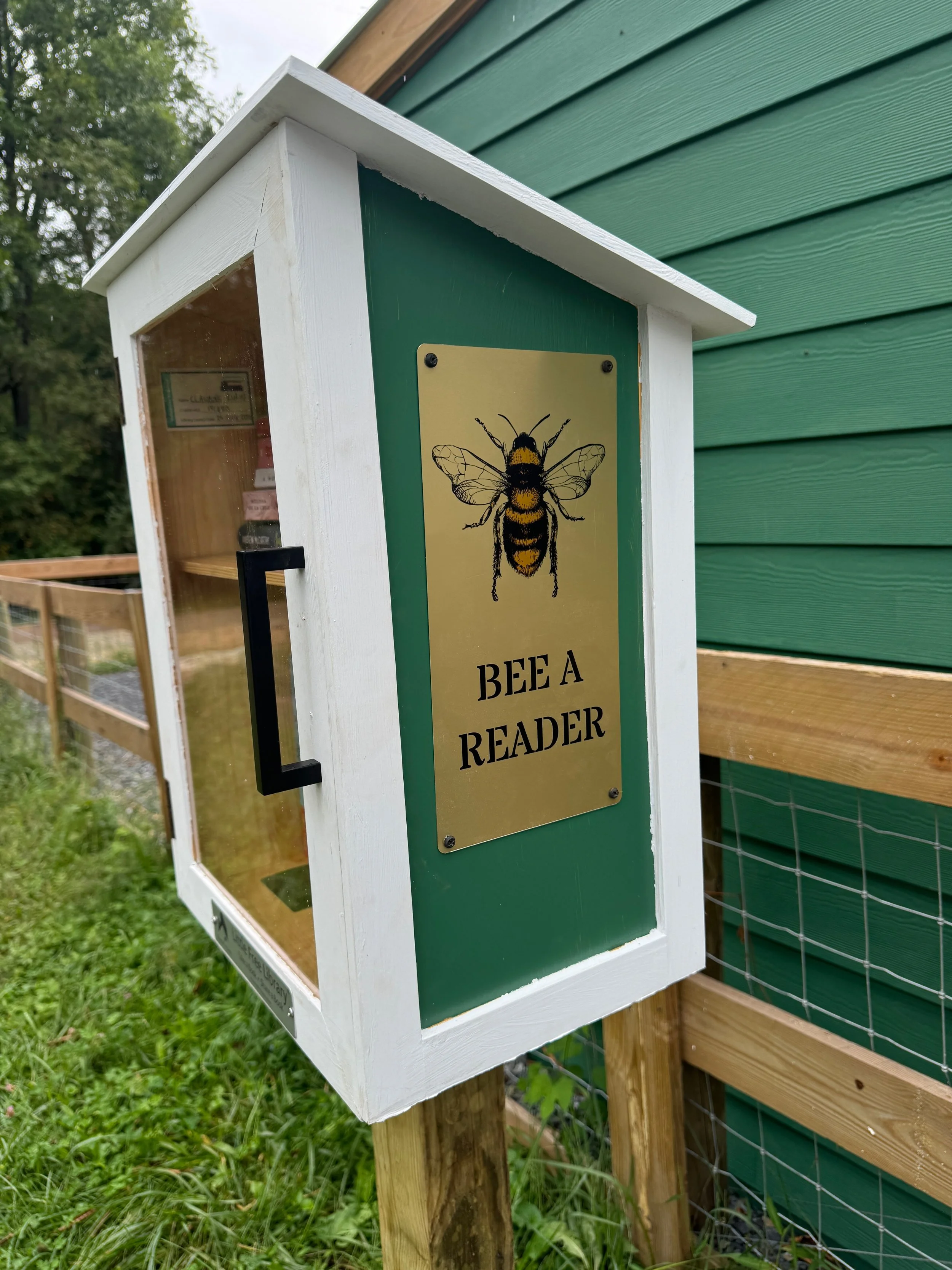 The Little Free Library at Honeylight Glamping contains the letters A to Z and all of the words in the English language.