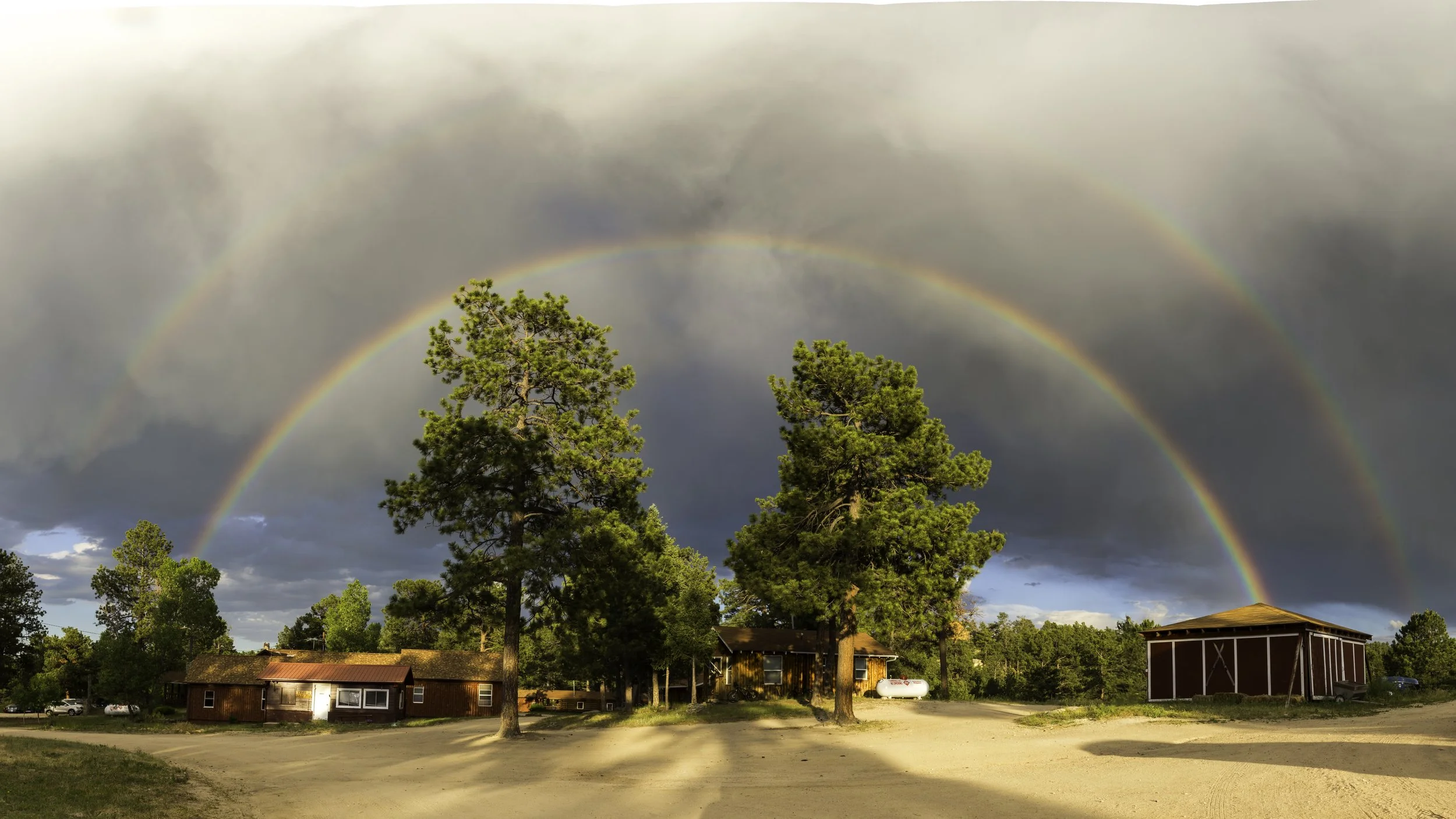 Double Rainbow over Ranch Camp in Elbert, CO
