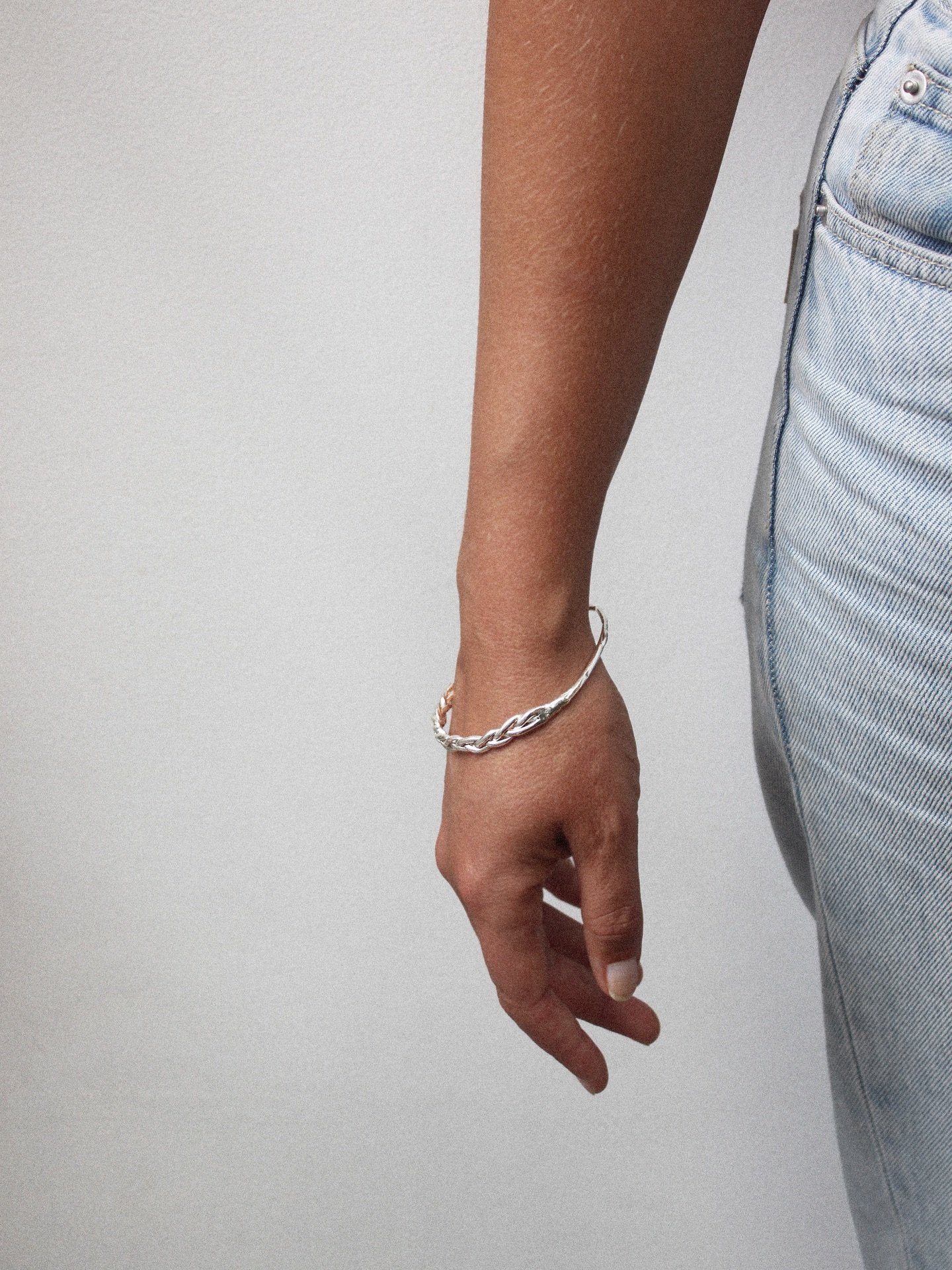 JJ wearing the braided bracelet. 
An everyday staple, perfect for layering :)
.
.
.
#handmade #silverjewellery