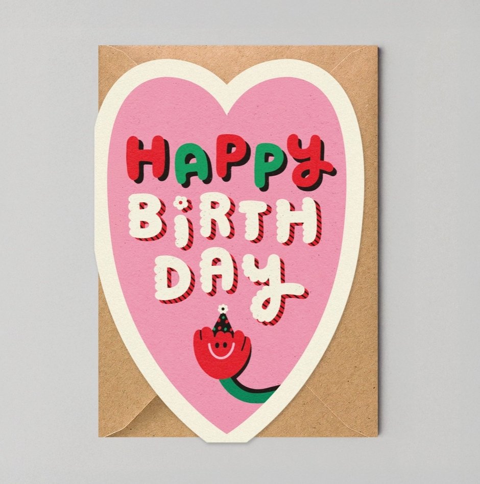 Heart Shaped Happy Birthday Day Card - Studio Boketto