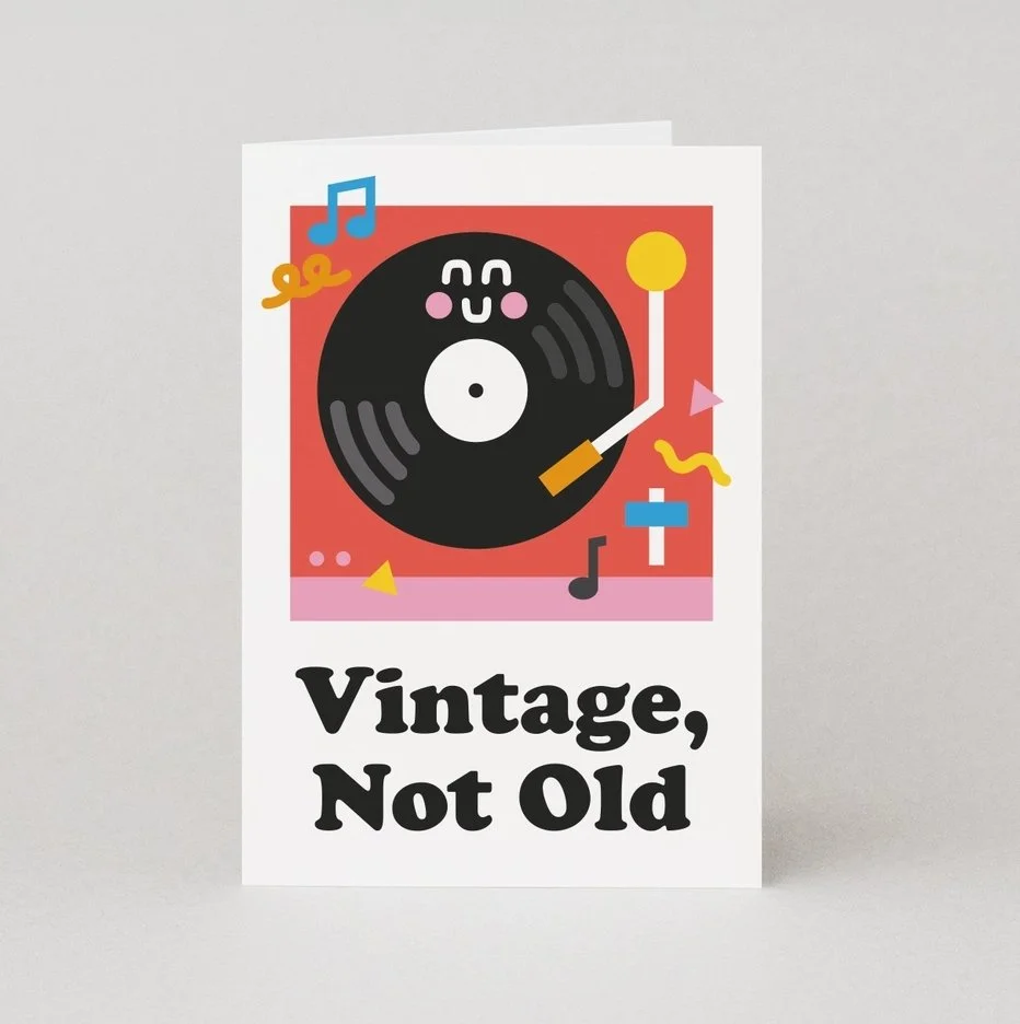 Vintage Not Old Vinyl Birthday Card - Studio Boketto