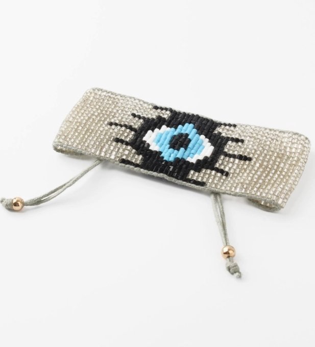 Evil Eye Multi Beaded Bracelet - Silver