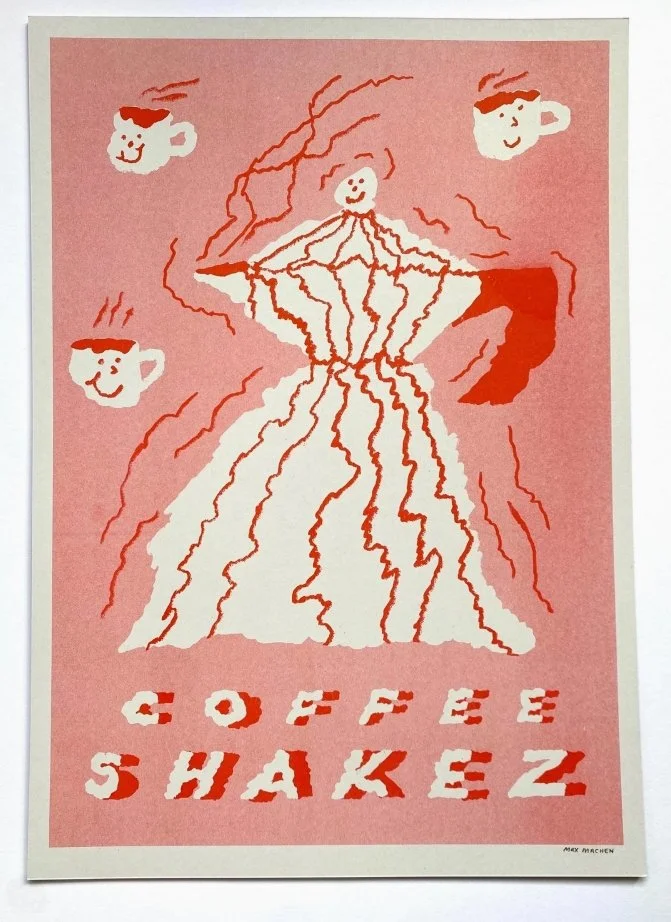 Coffee Shakez Risograph Print- A3 Print - Max Machen
