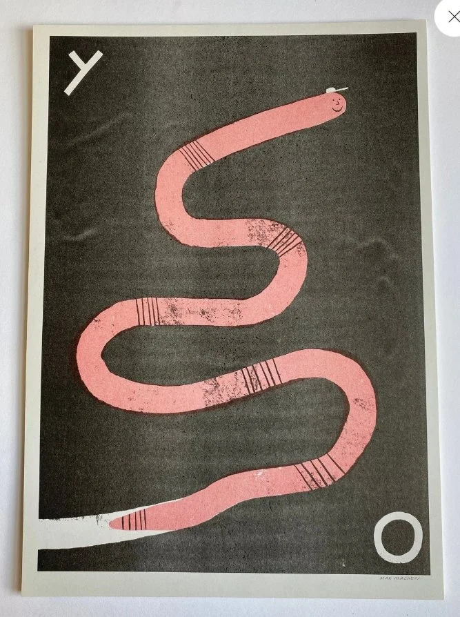Cool Worm Risograph Print- A3 Print - Max Machen