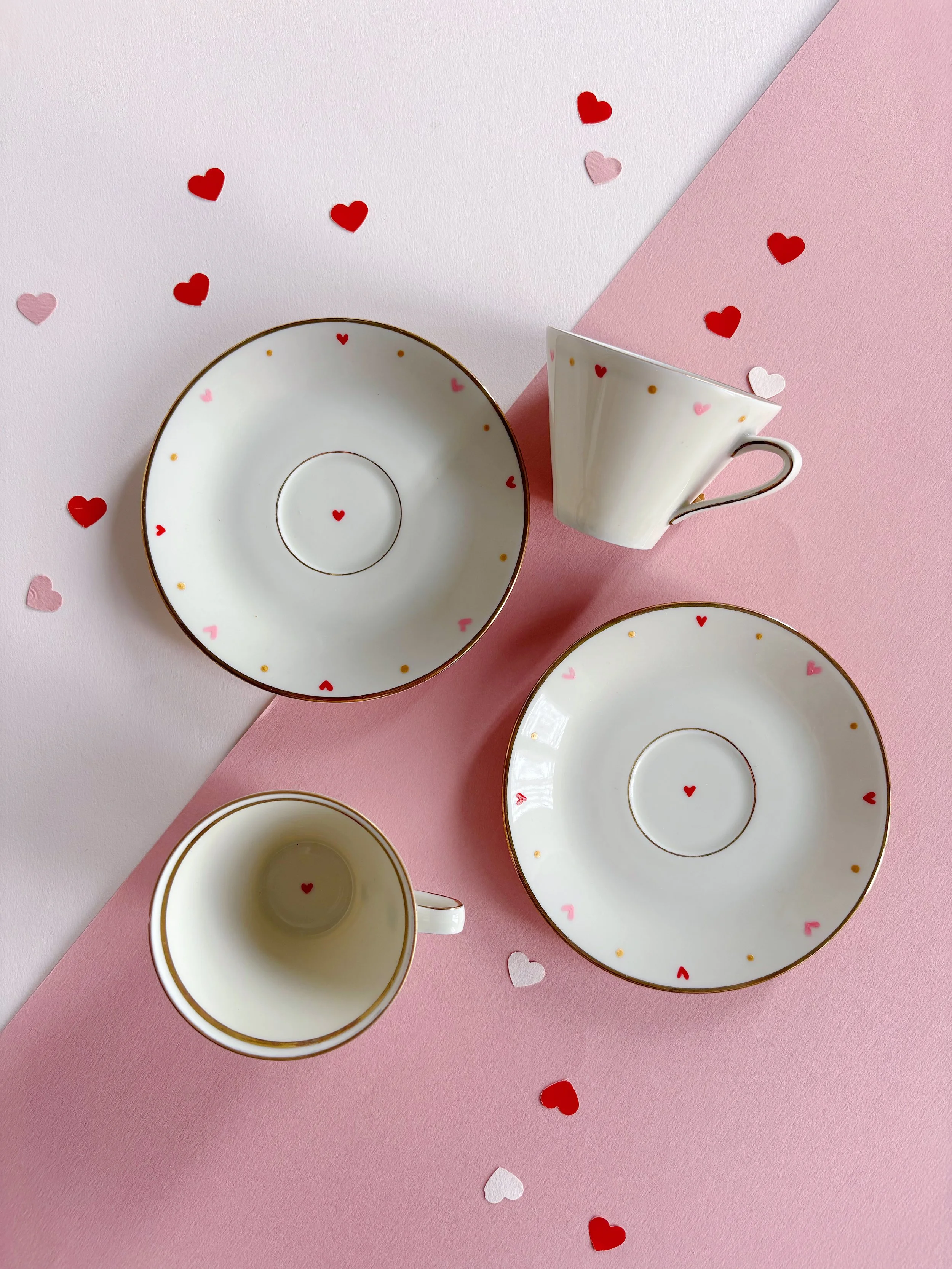 Coppia di tazzine da caffè cuori - decoro 10