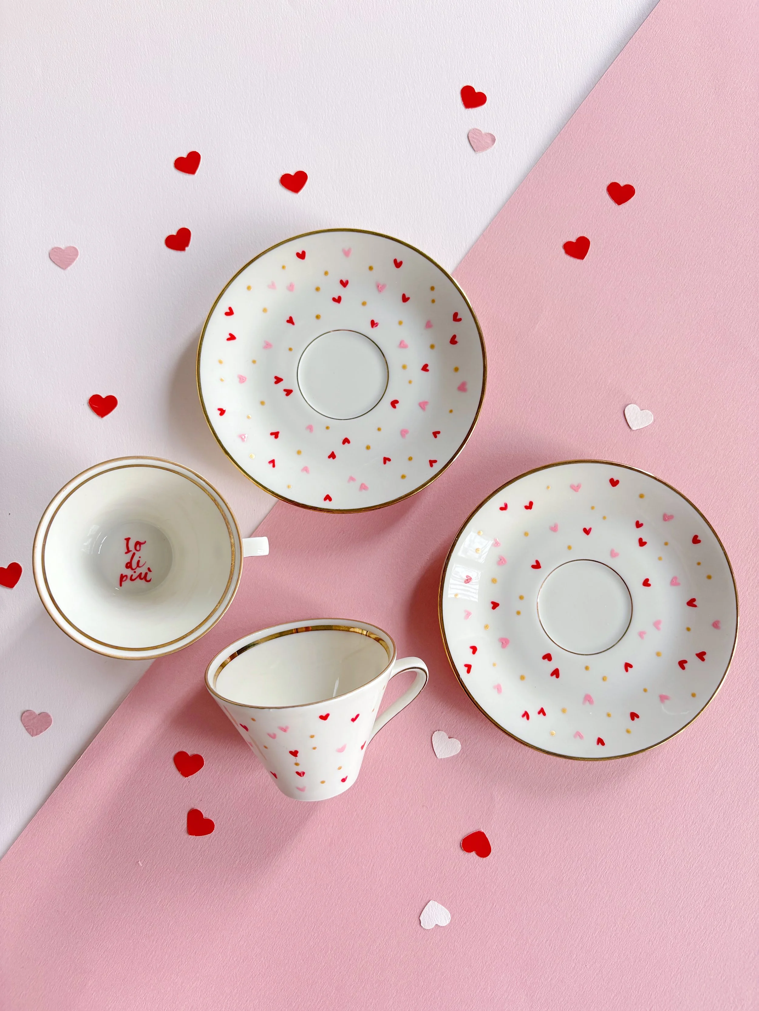 Coppia di tazzine da caffè "Ti Amo - io di più" - decoro 12