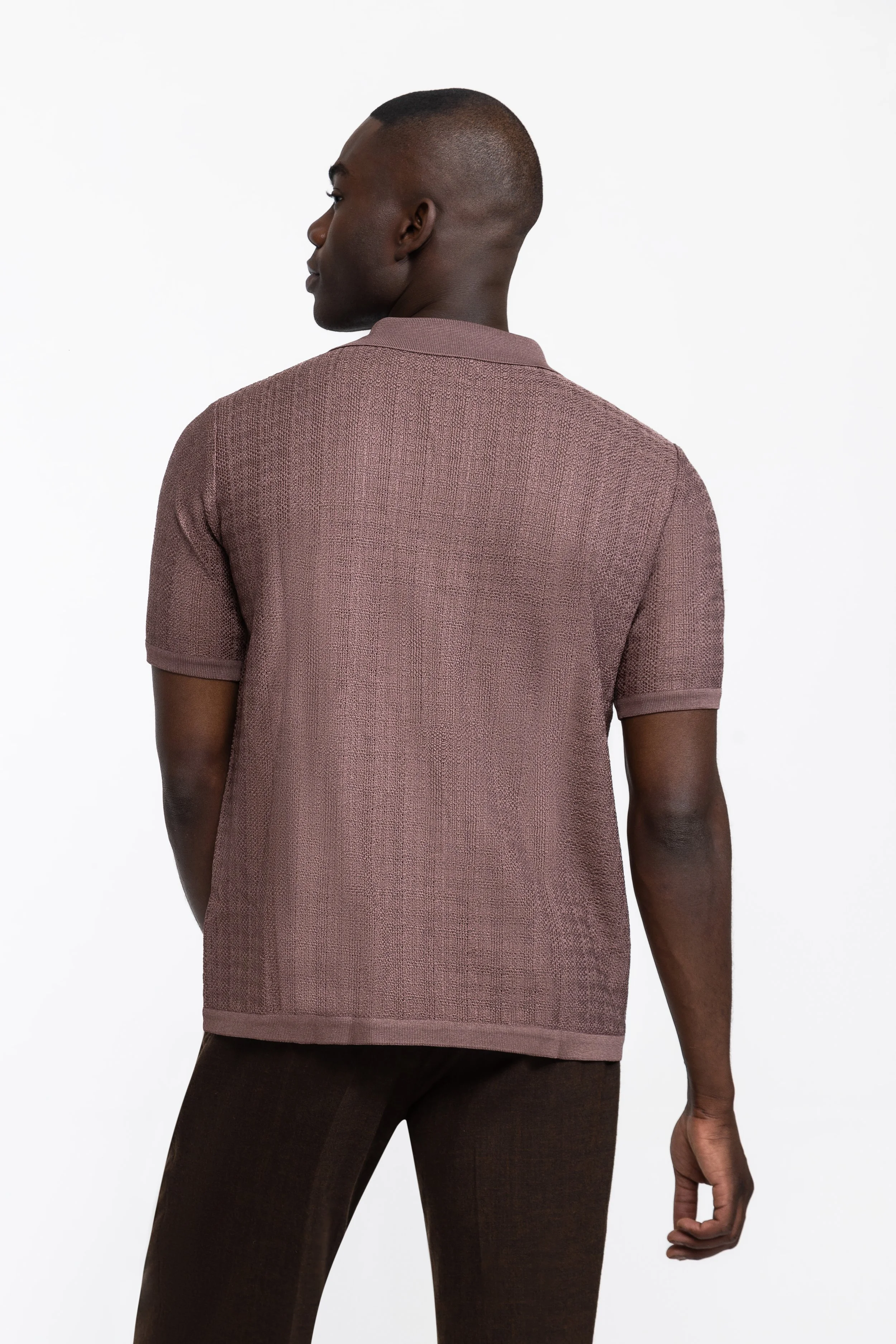 OiOi BLOCKING KNIT SHIRTS Rose ロゼ Jacquard Knit Shirt in Rose Serie — YURI YURI
