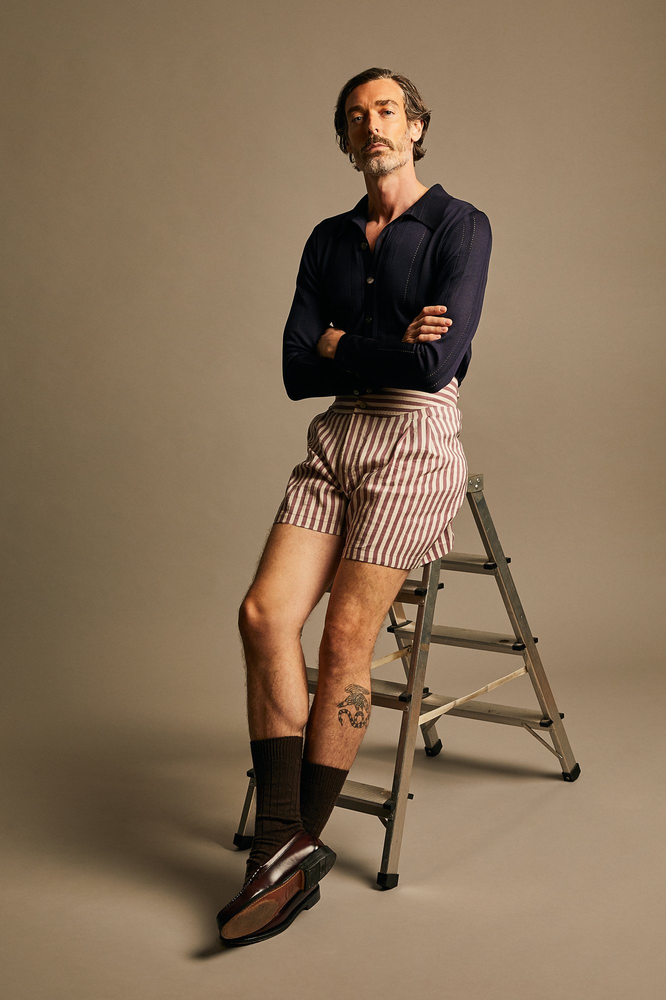 Boxer shorts in Brown Stripe Silk