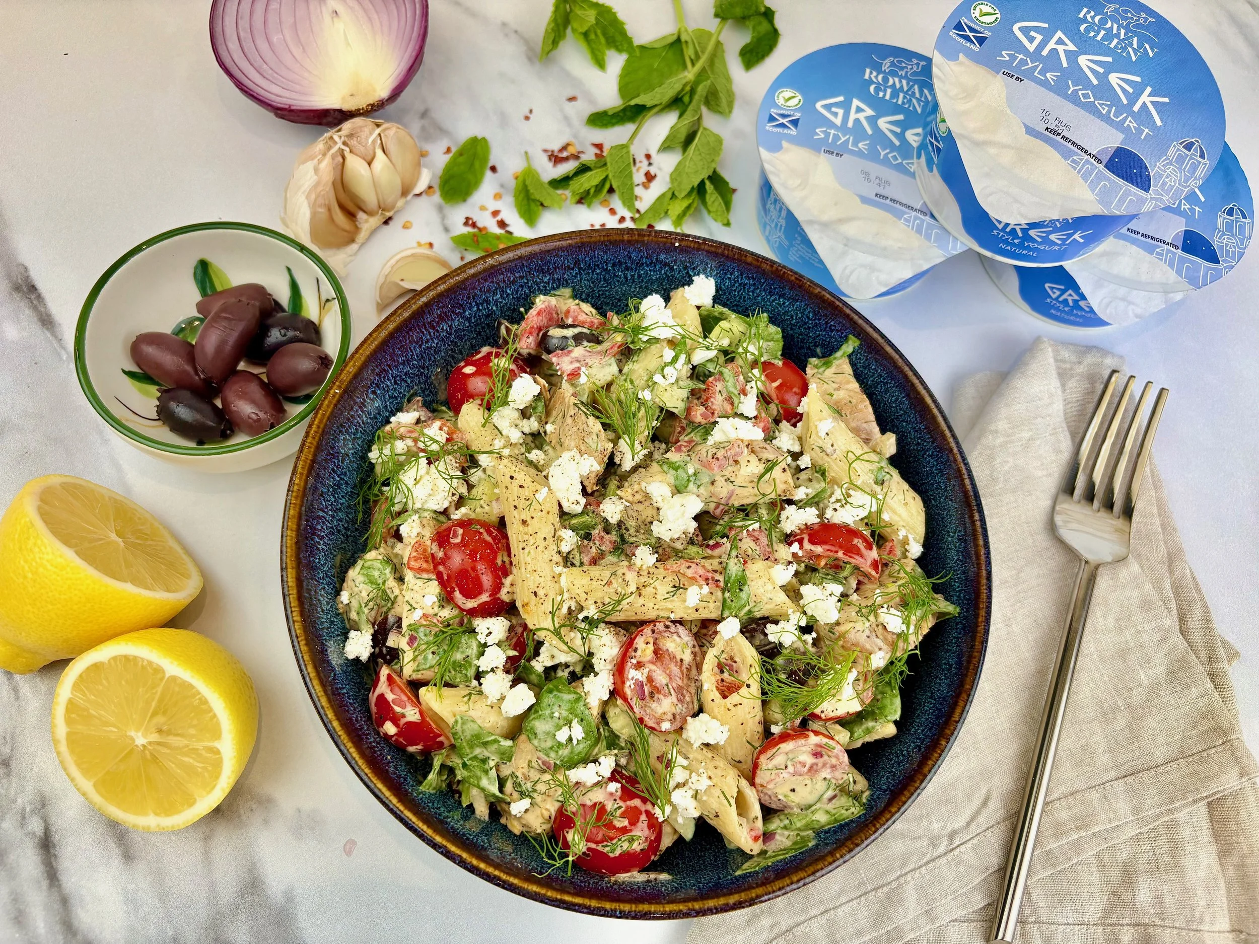 greek chicken pasta salad