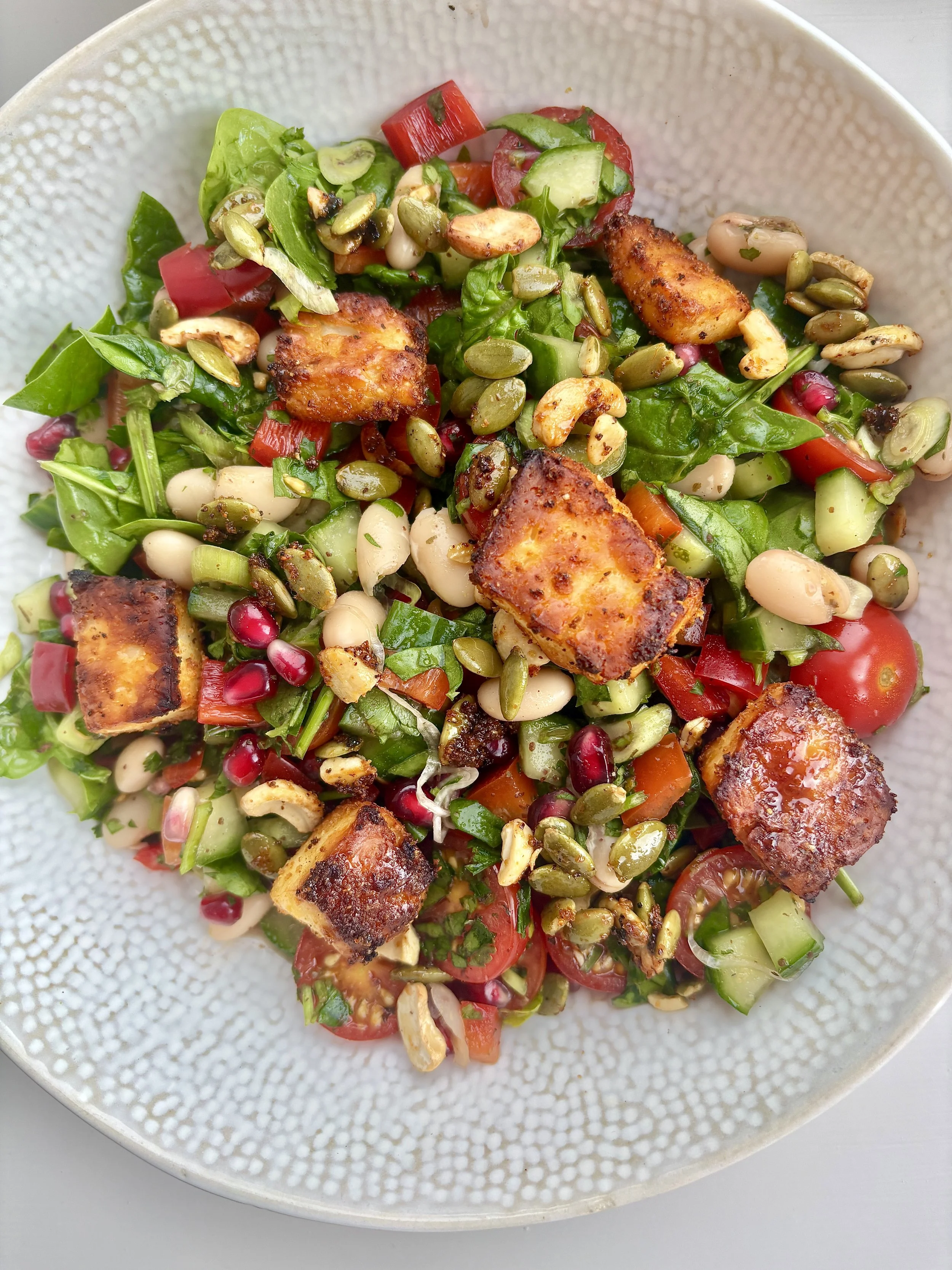 halloumi pomegranate salad