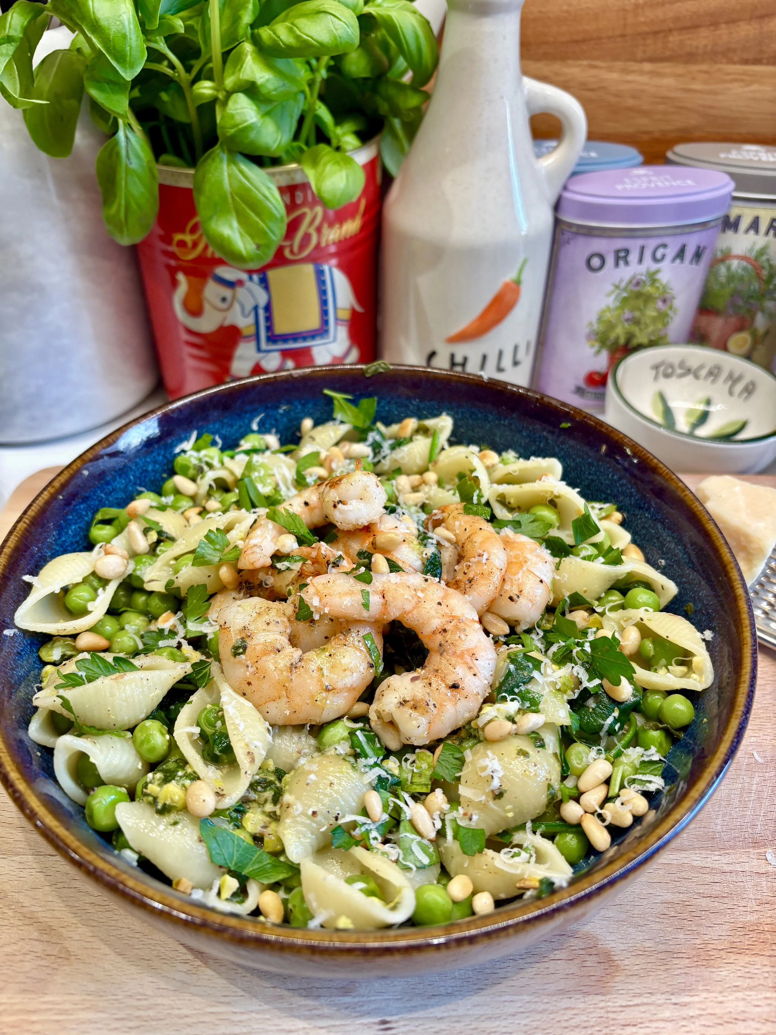 prawn pistachio pesto pasta