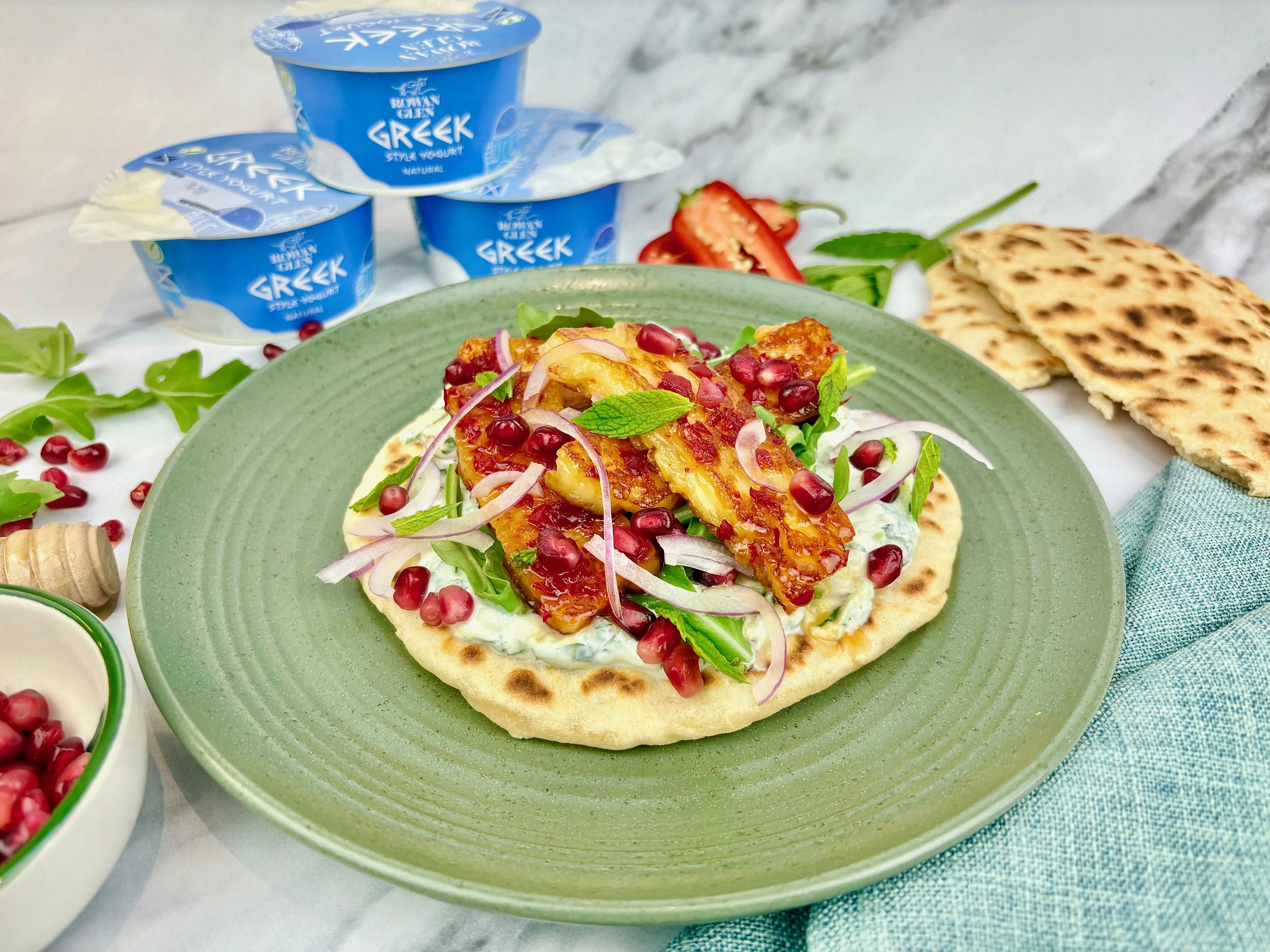 hot honey halloumi flatbread