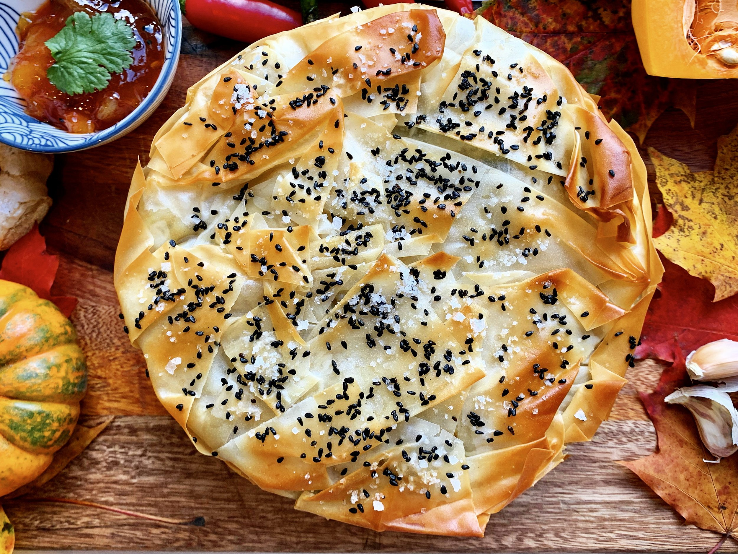 spinach potato filo pie