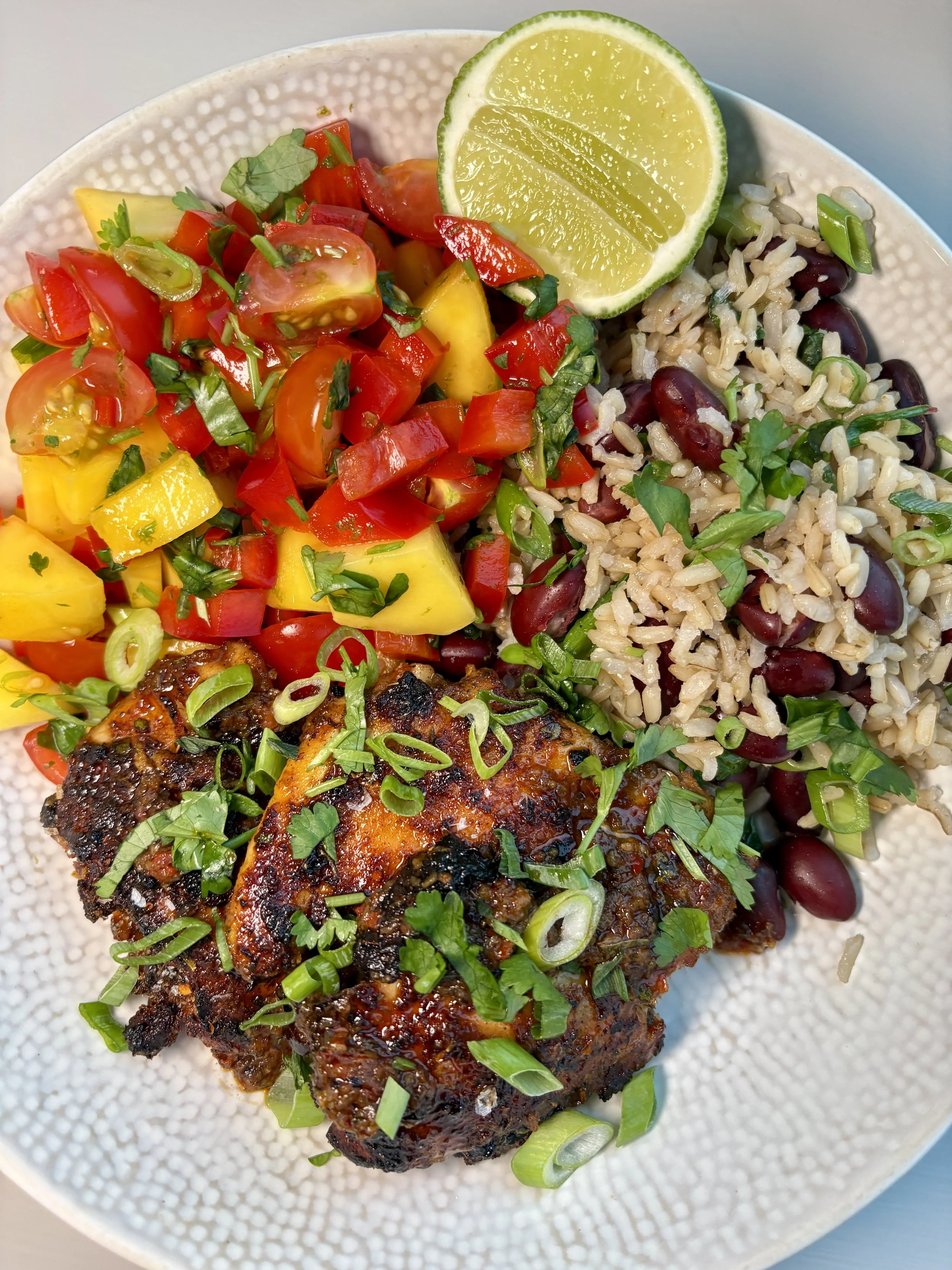 jerk chicken with rice and beans