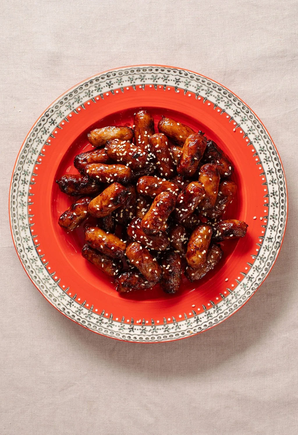sticky honey soy sausages