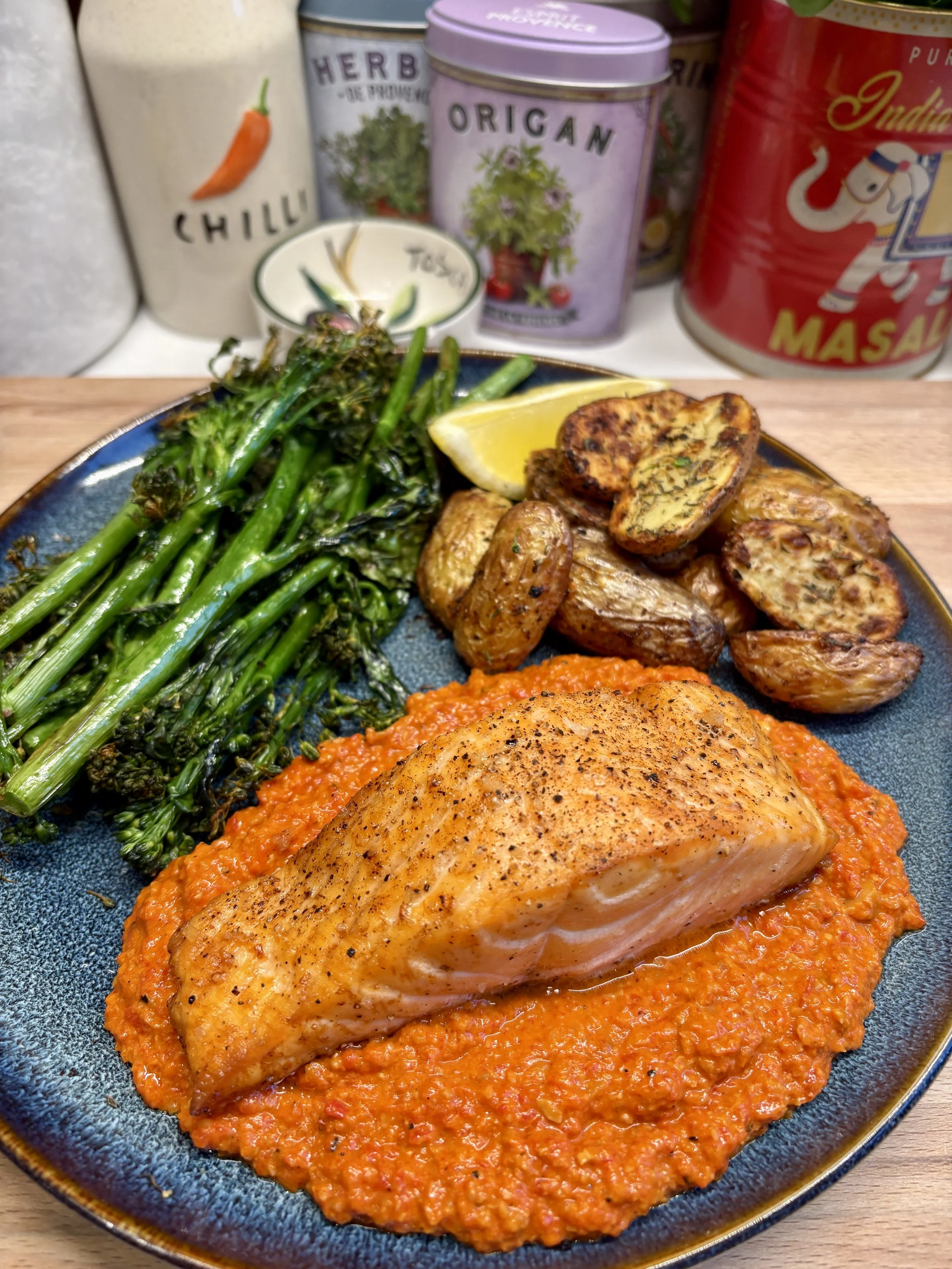 salmon with romesco