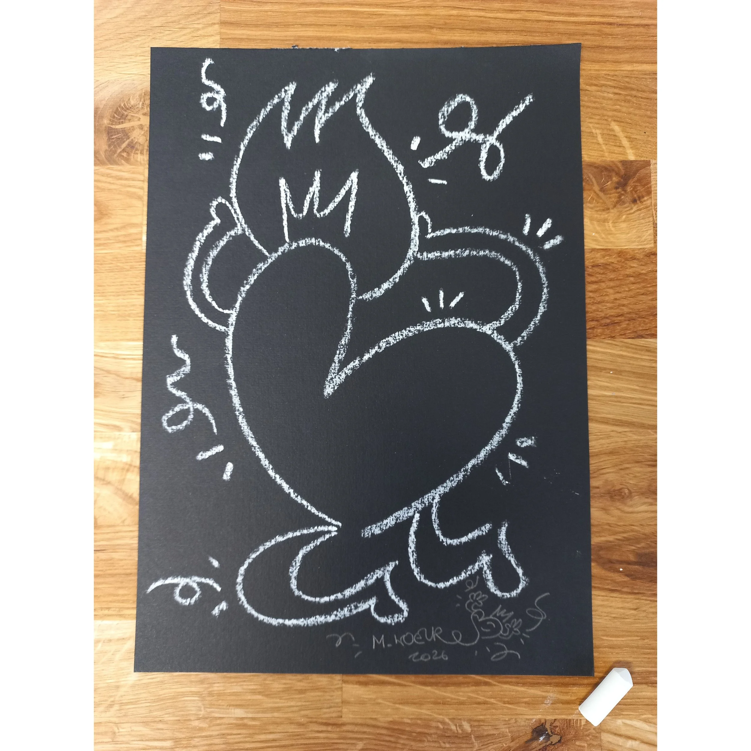Esprit enflammé - Dessin original à la craie sur papier 300g