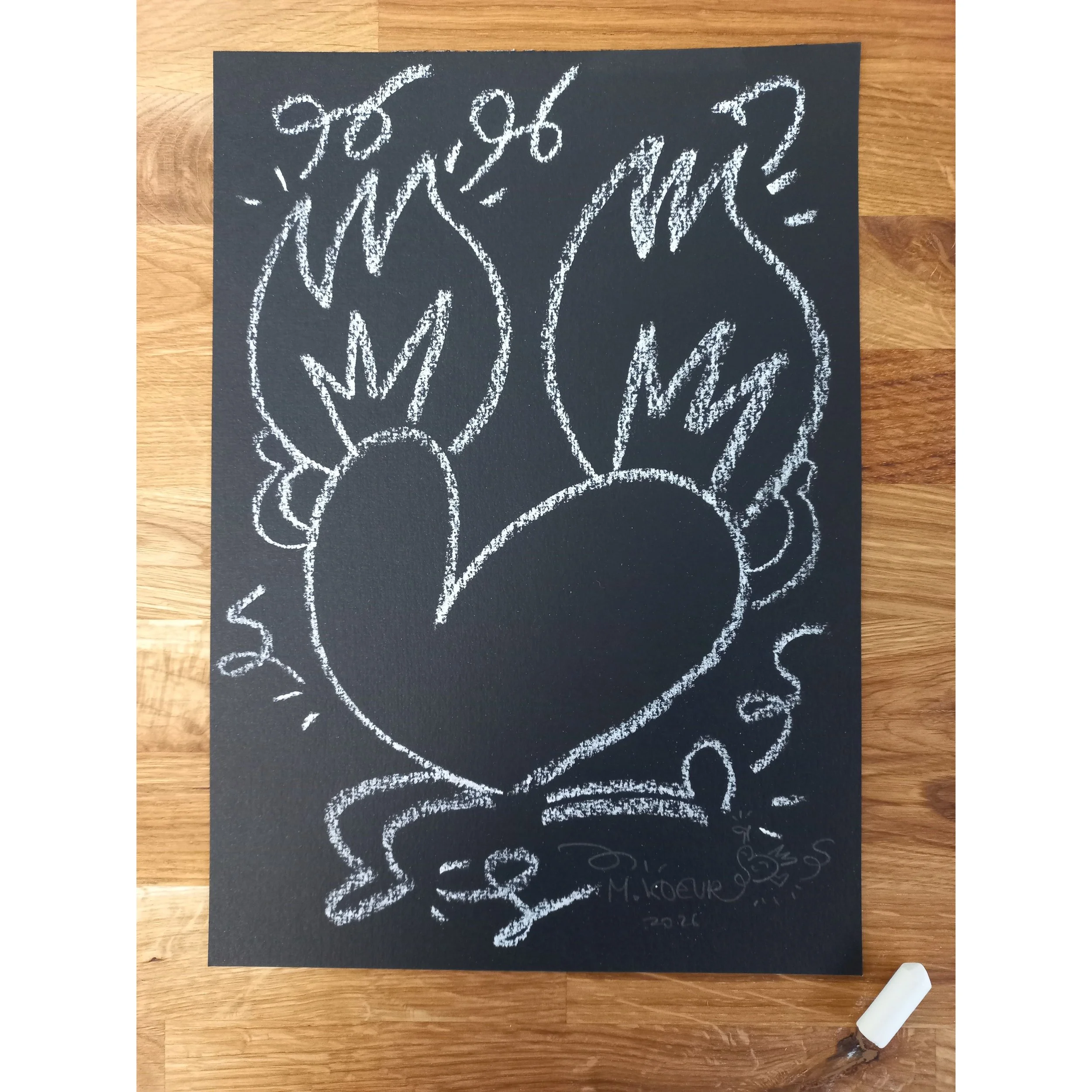 Esprit doublement enflammé - Dessin original à la craie sur papier 300g