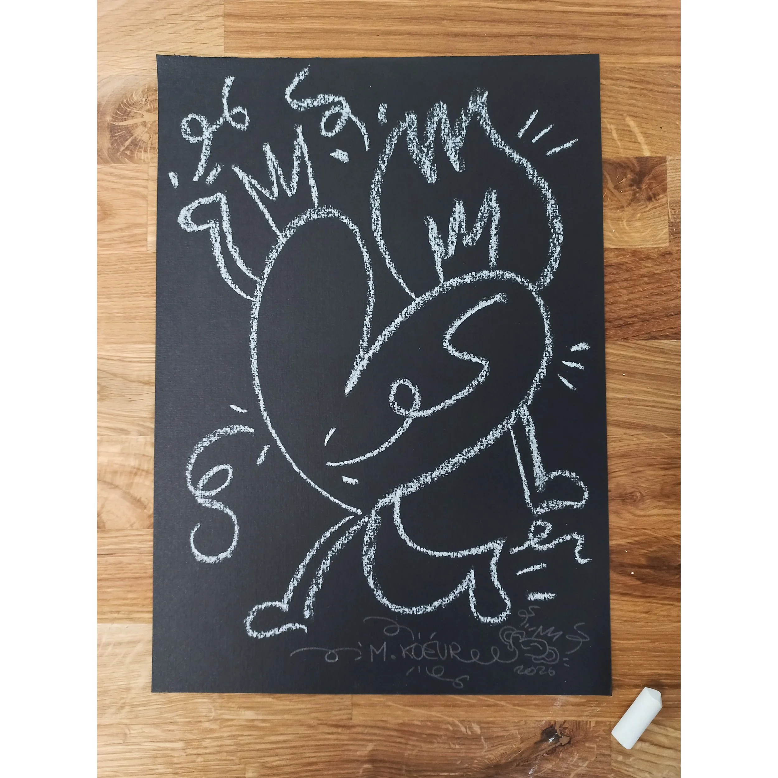 Démarche enthousiaste - Dessin original à la craie sur papier 300g