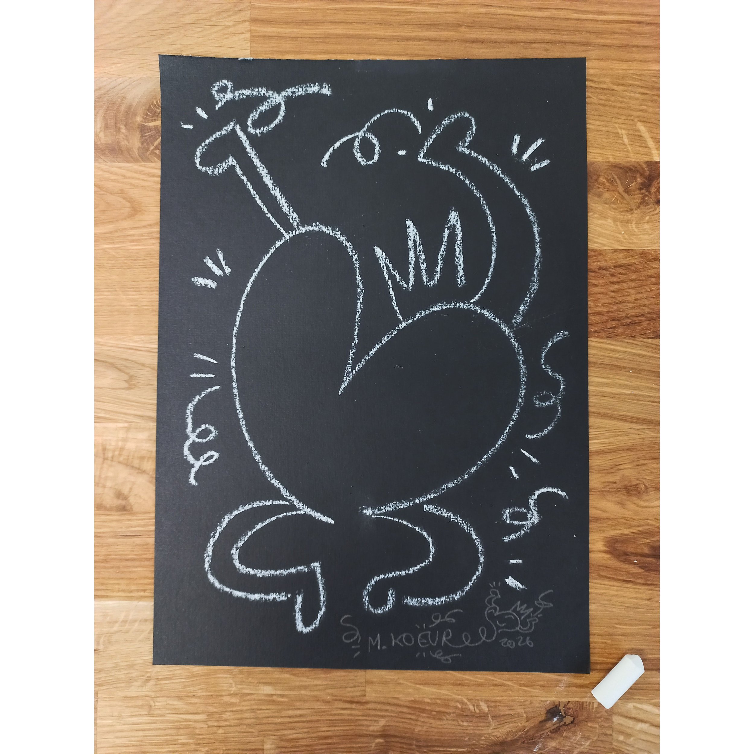 Saut de Joie - Dessin original à la craie sur papier 300g