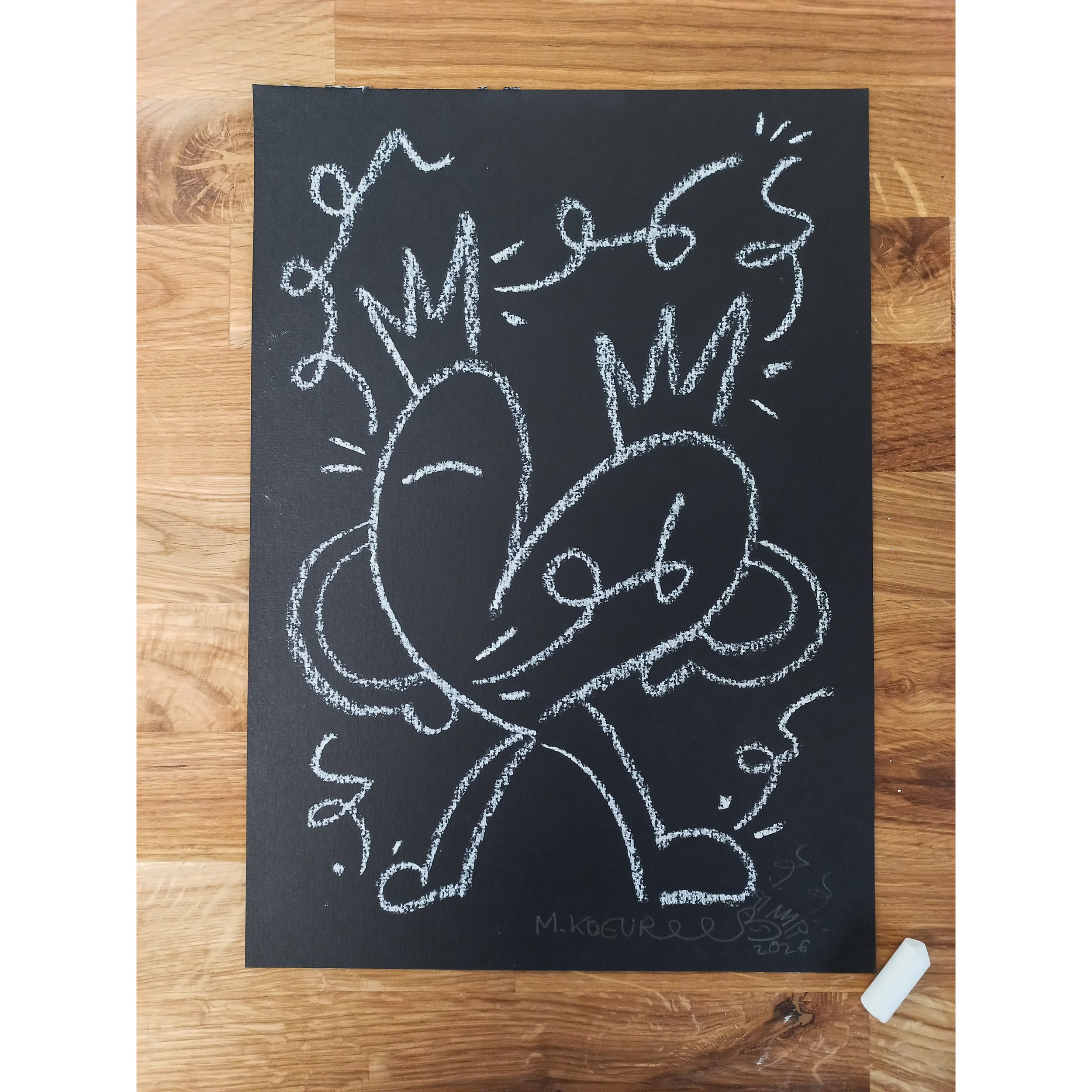 Interrogé - Dessin original à la craie sur papier 300g