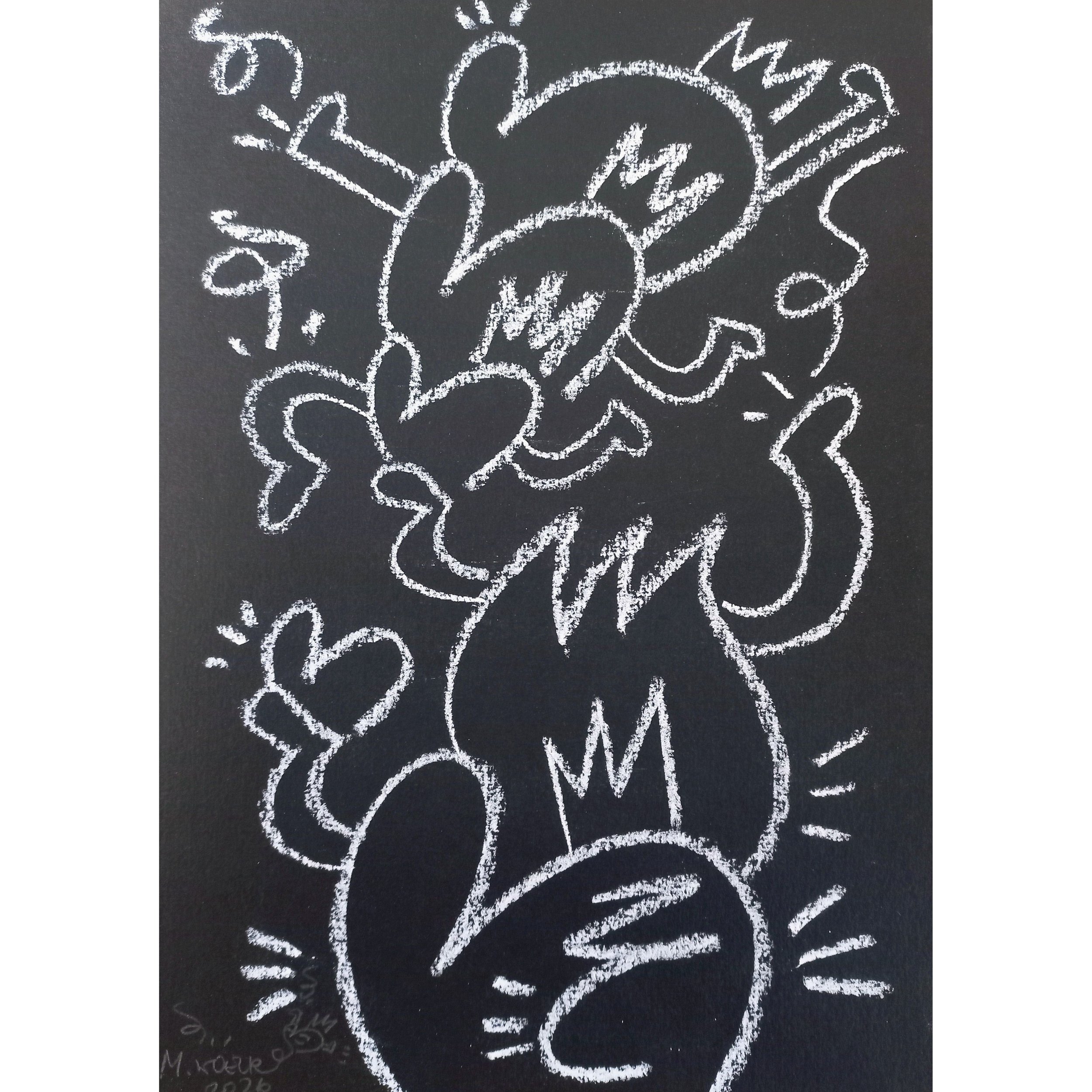 Tous en route - Dessin original à la craie sur papier 300g
