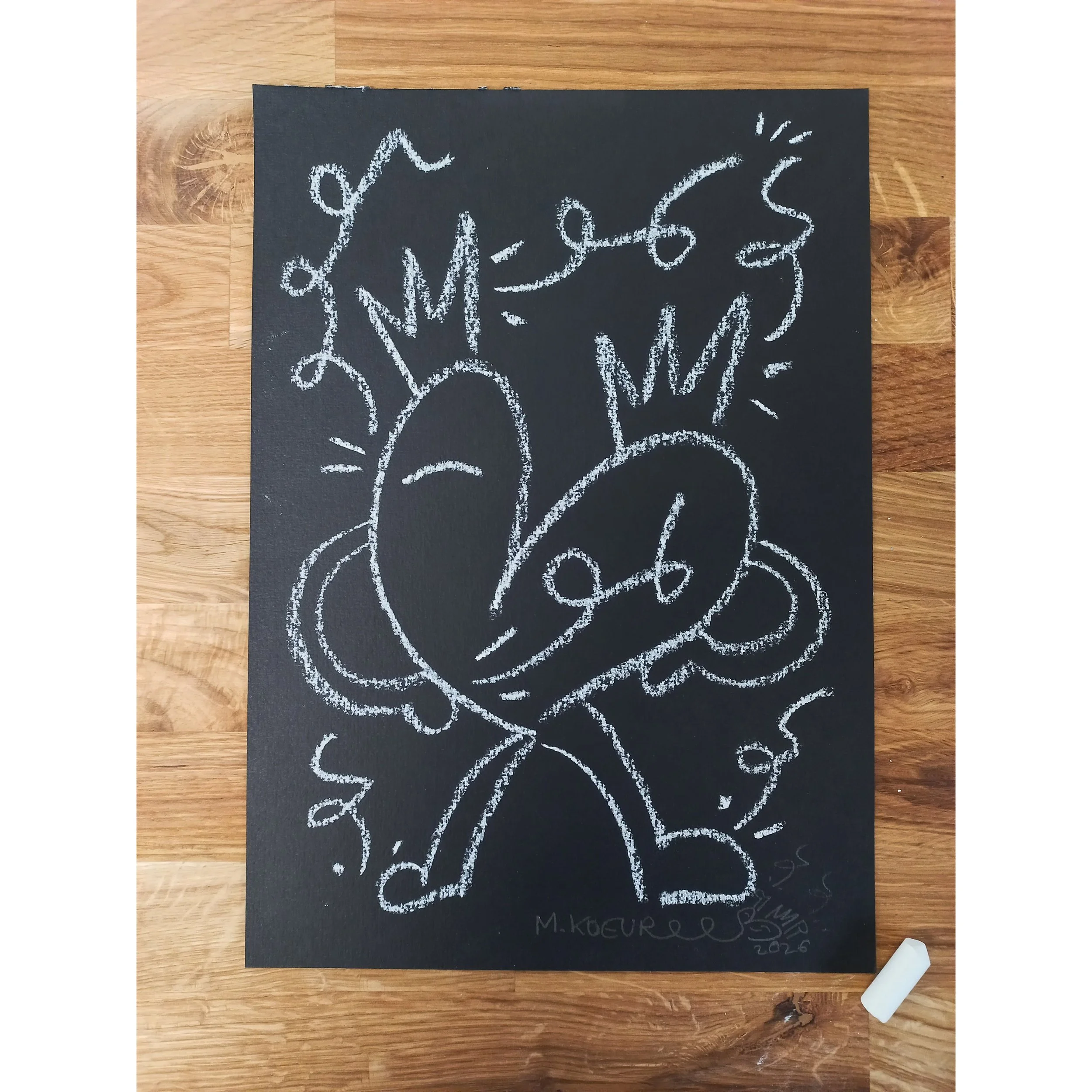 Interrogé - Dessin original à la craie sur papier 300g