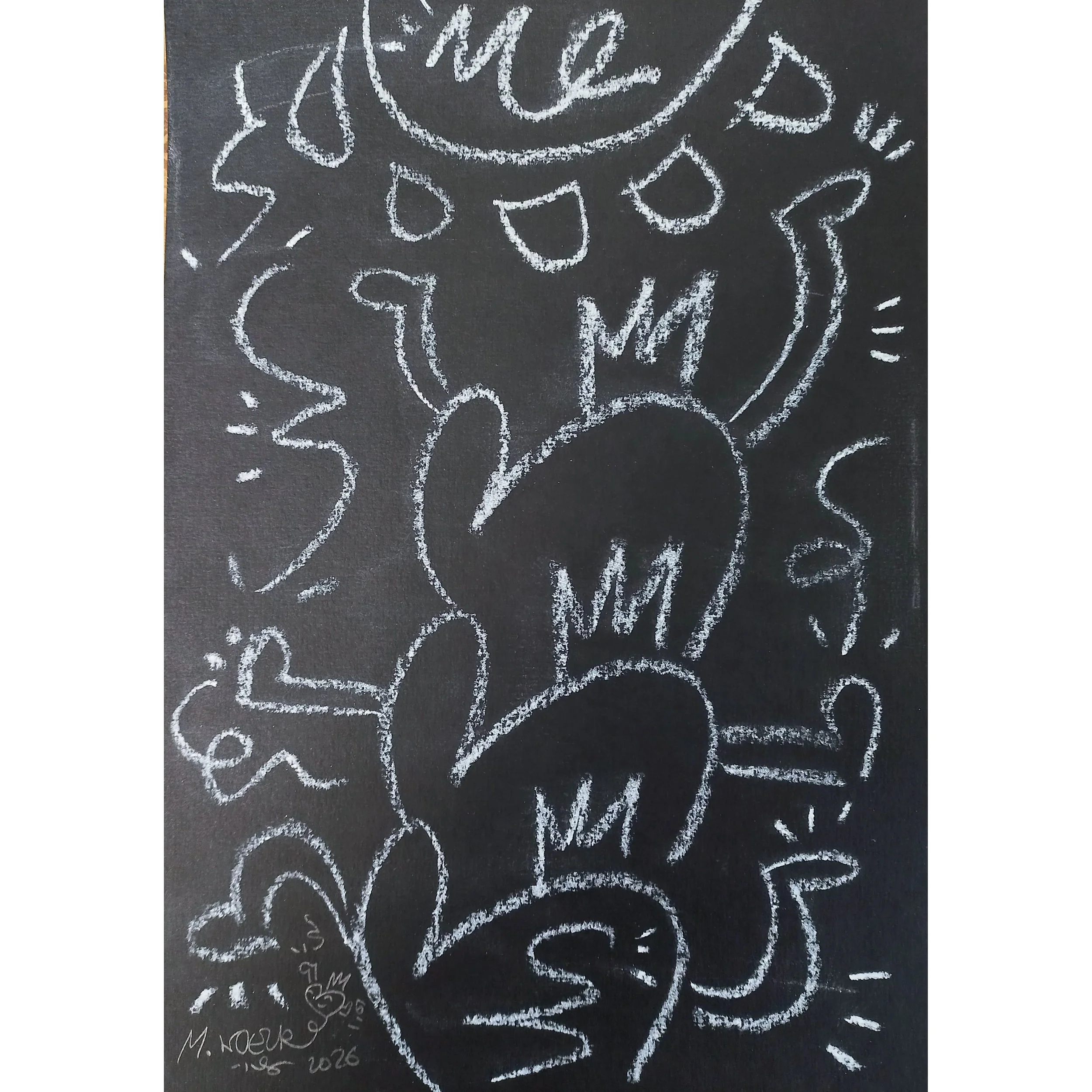 Tous au soleil ! - Dessin original à la craie sur papier 300g