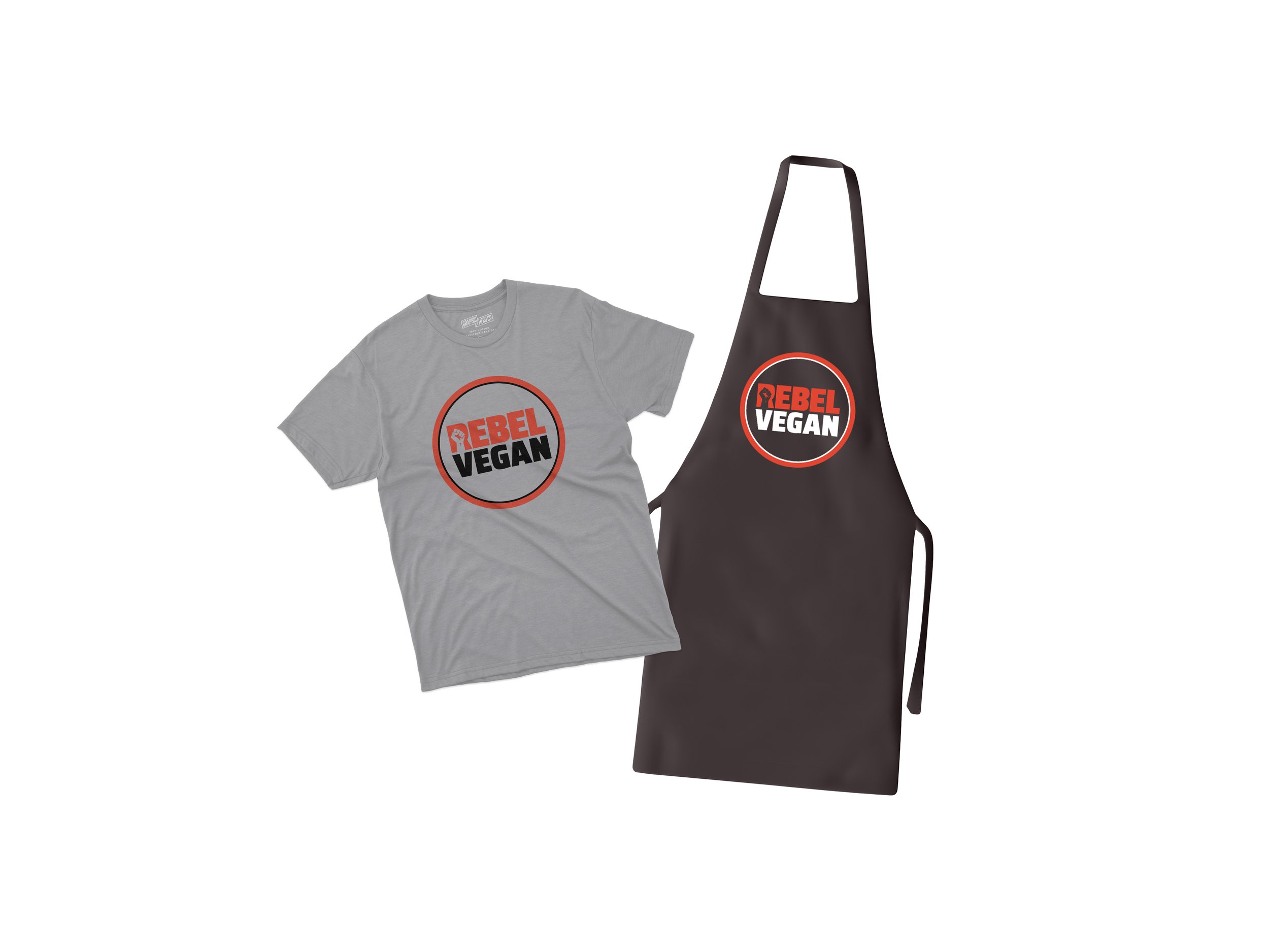 Rebel Vegan Life t-shirt and apron