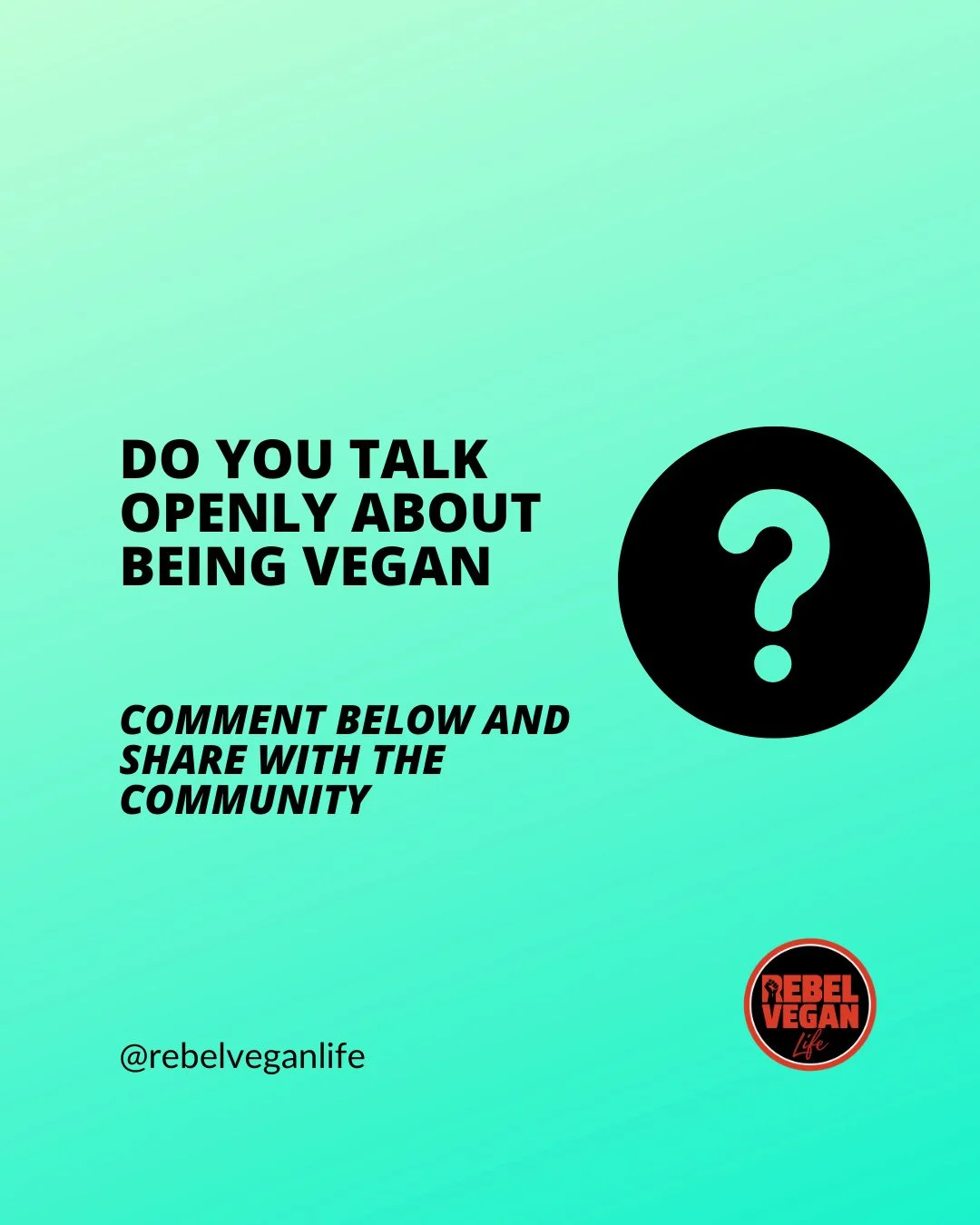 Hi, Rebel Vegans! I hope you're feeling inspired and ready for the day!⁠
⁠
Being vegan can naturally lead to conversations, but everyone has a different approach to talking about it. Some people are happy to bring veganism up and share why it's impor