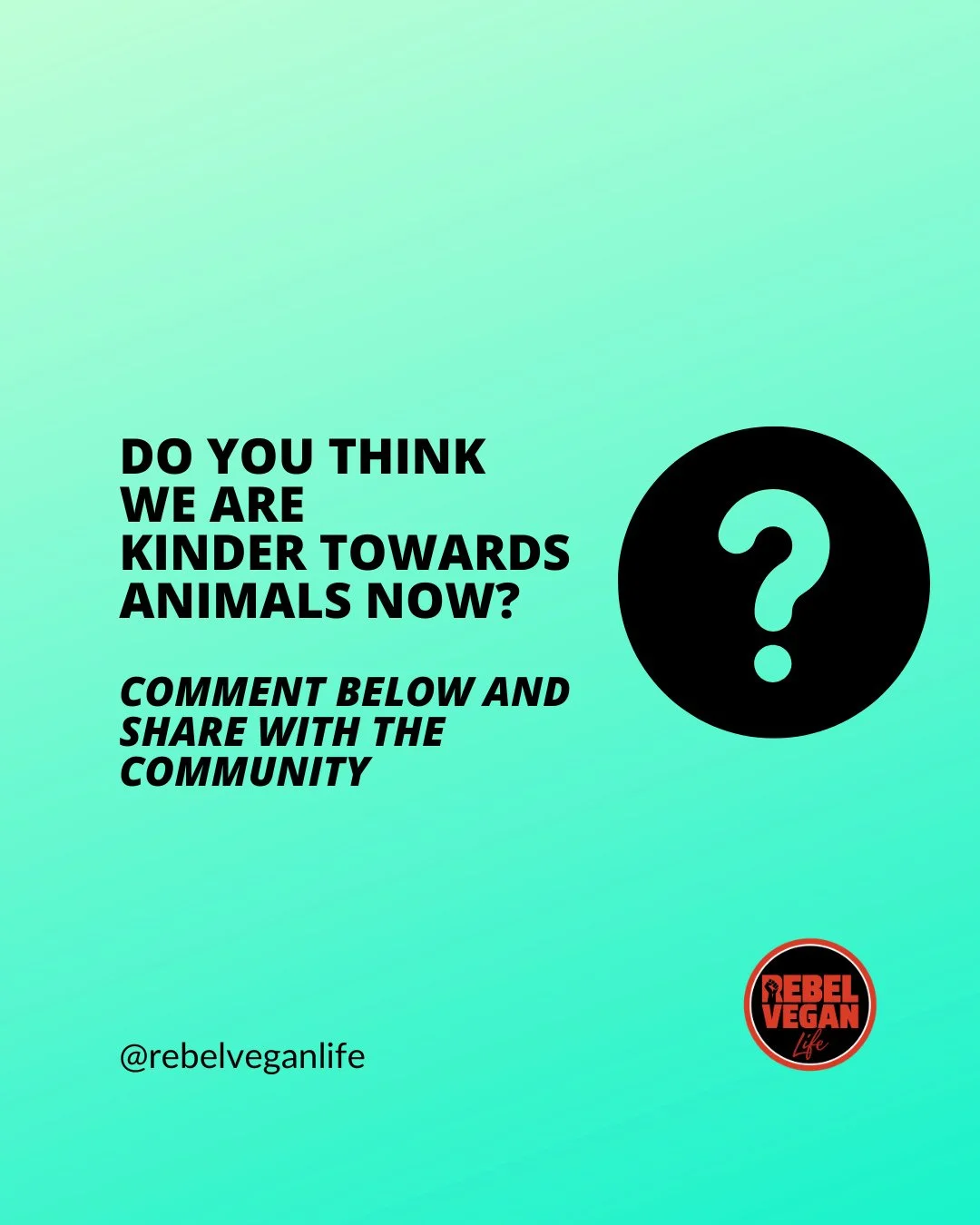 Hey, Rebel Vegans! I hope you're having an amazing week!⁠
⁠
Attitudes towards animals have changed a lot over the years, with growing awareness of animal welfare, more people embracing plant-based living and increasing efforts to protect animals from