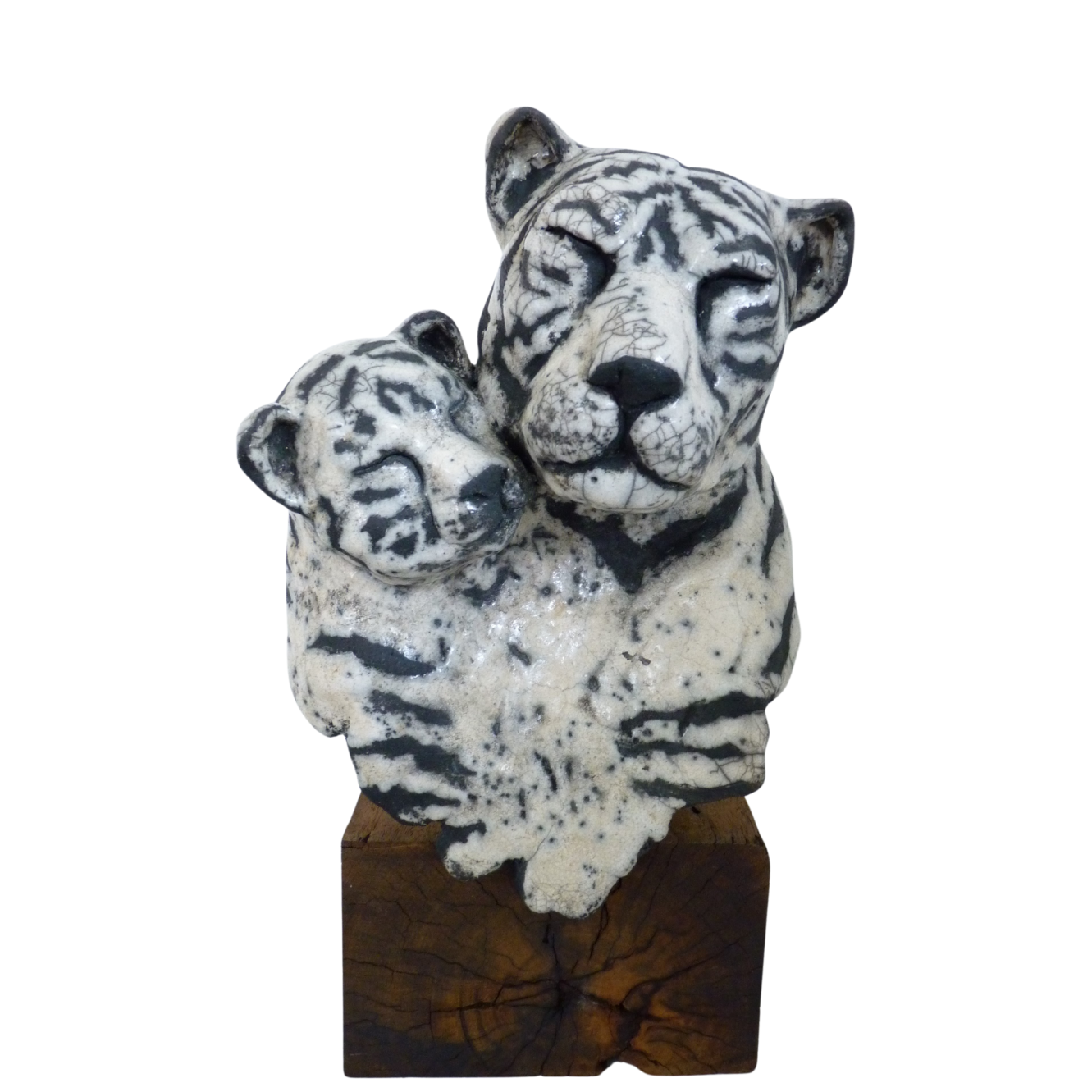 Instinct maternel - Sculpture de félins
