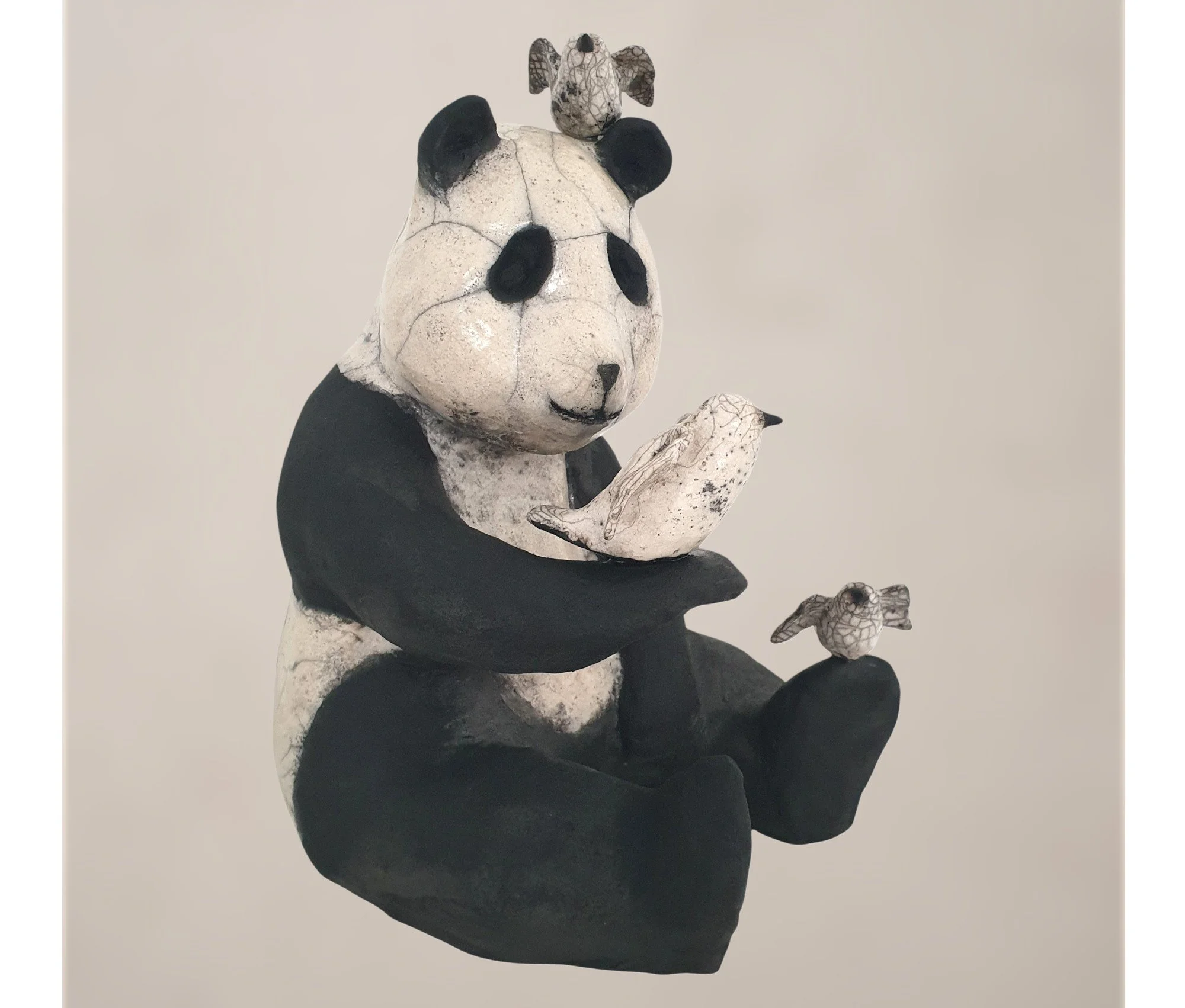 Poésie de l'instant I- Sculpture d'un panda en Raku