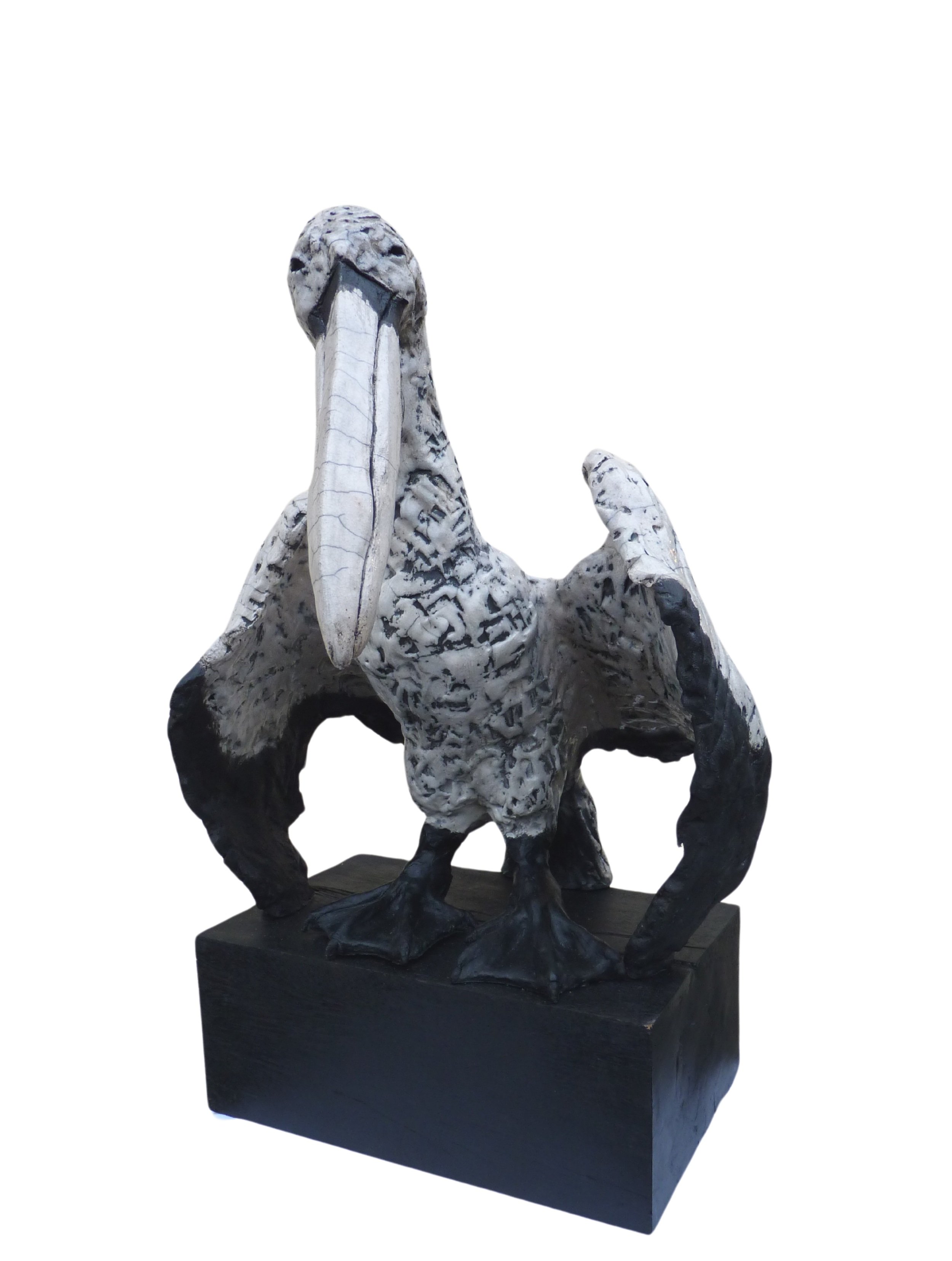 pélican : sculpture animalière raku
