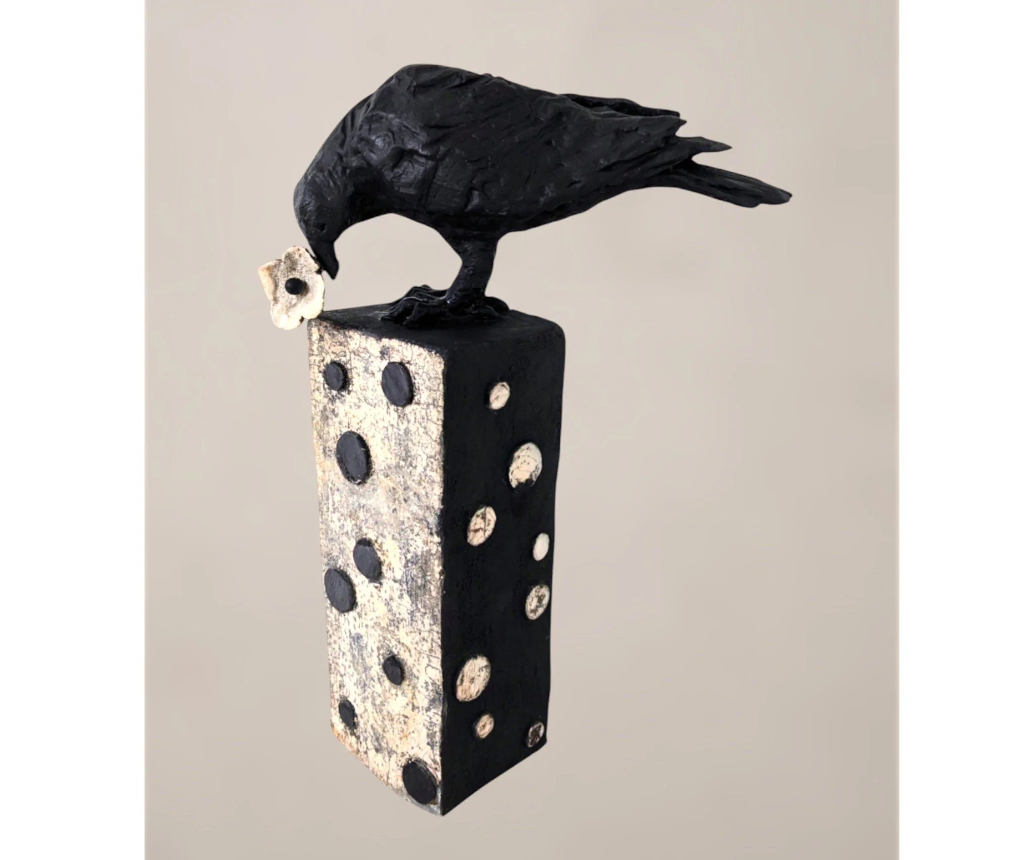 Pois Plumes – Sculpture d'un oiseau en Raku