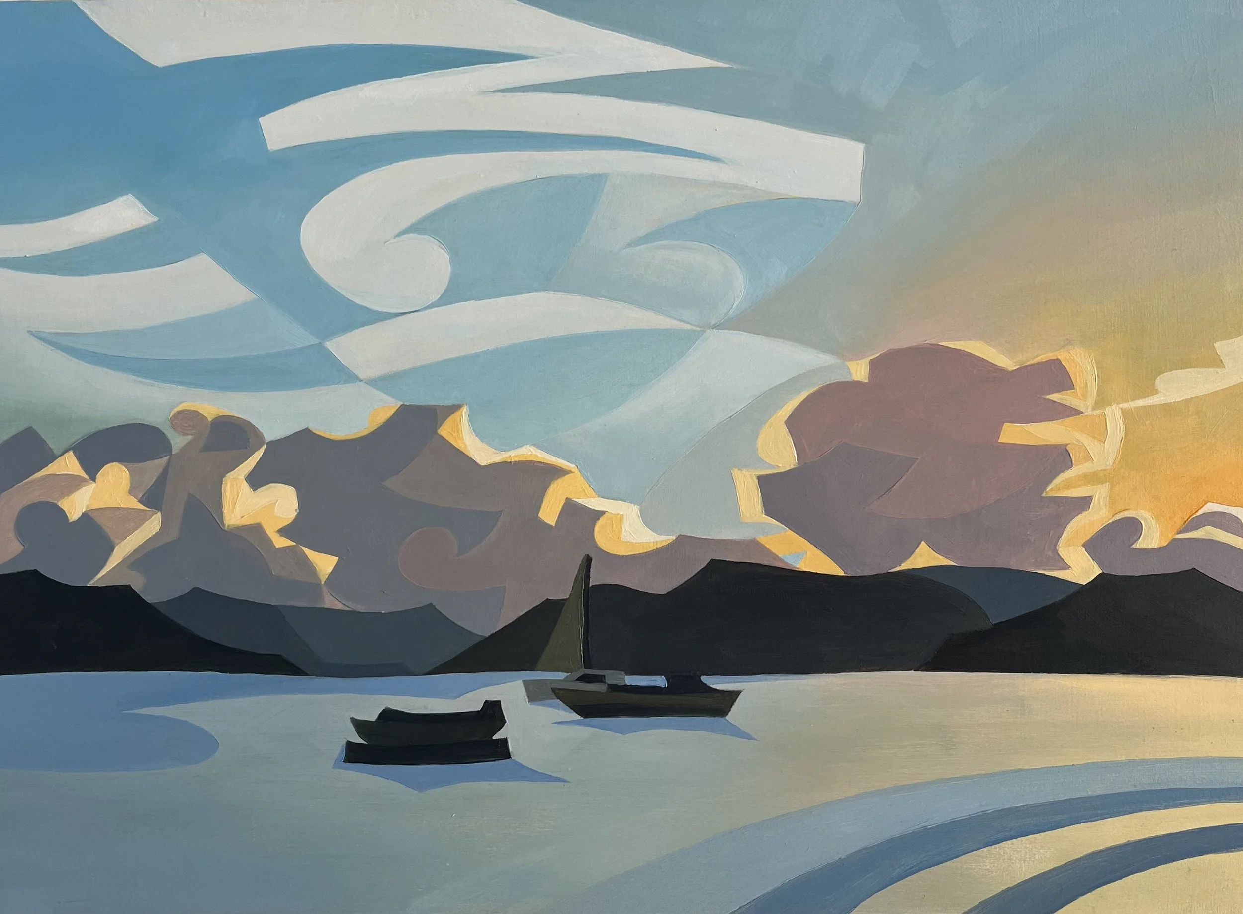 The Last Ferry to Patonga, oil on wood panel, 21 x 30cm. 