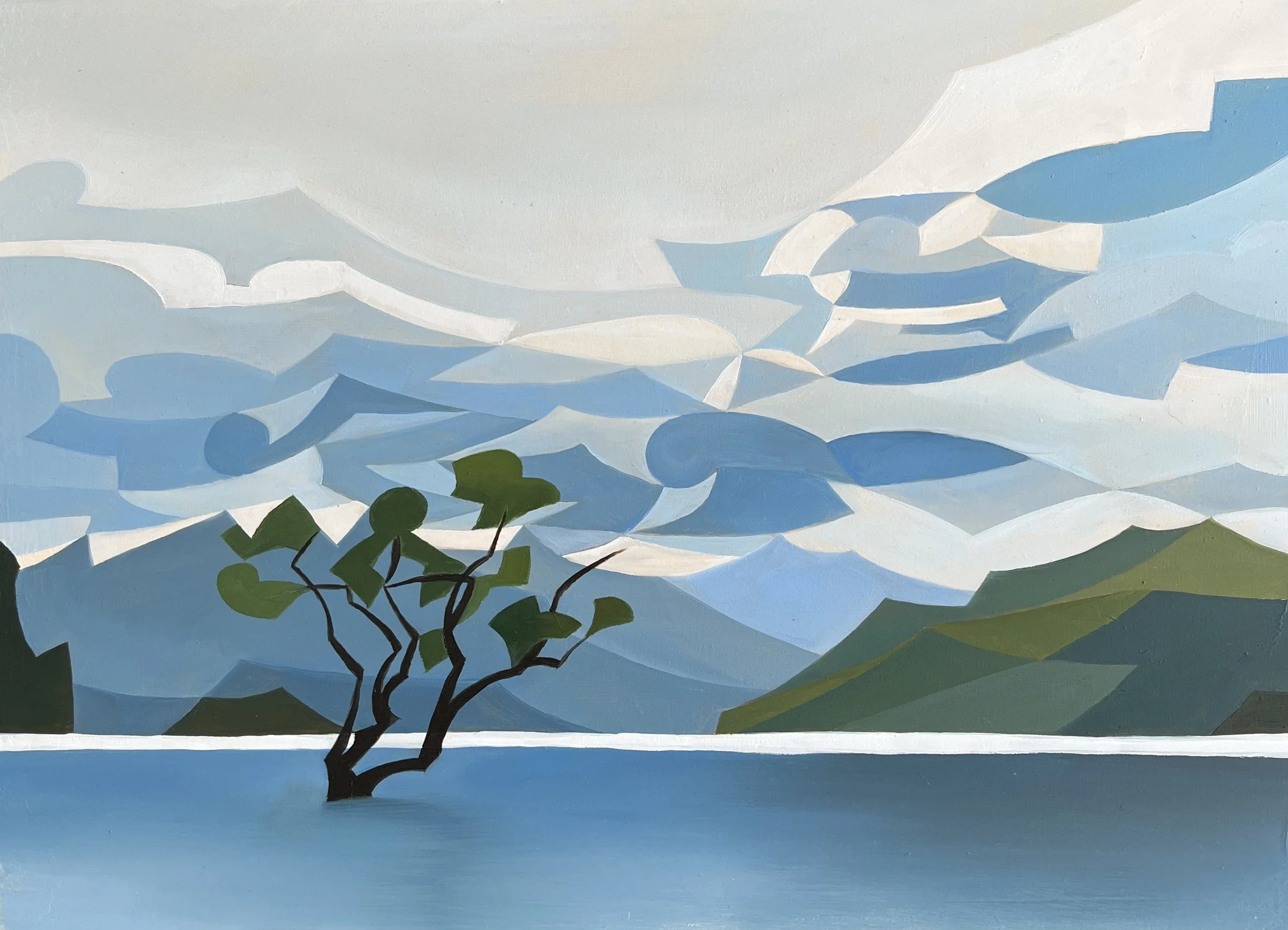 Cold Plunge, oil on wood panel, 21 x 30cm.