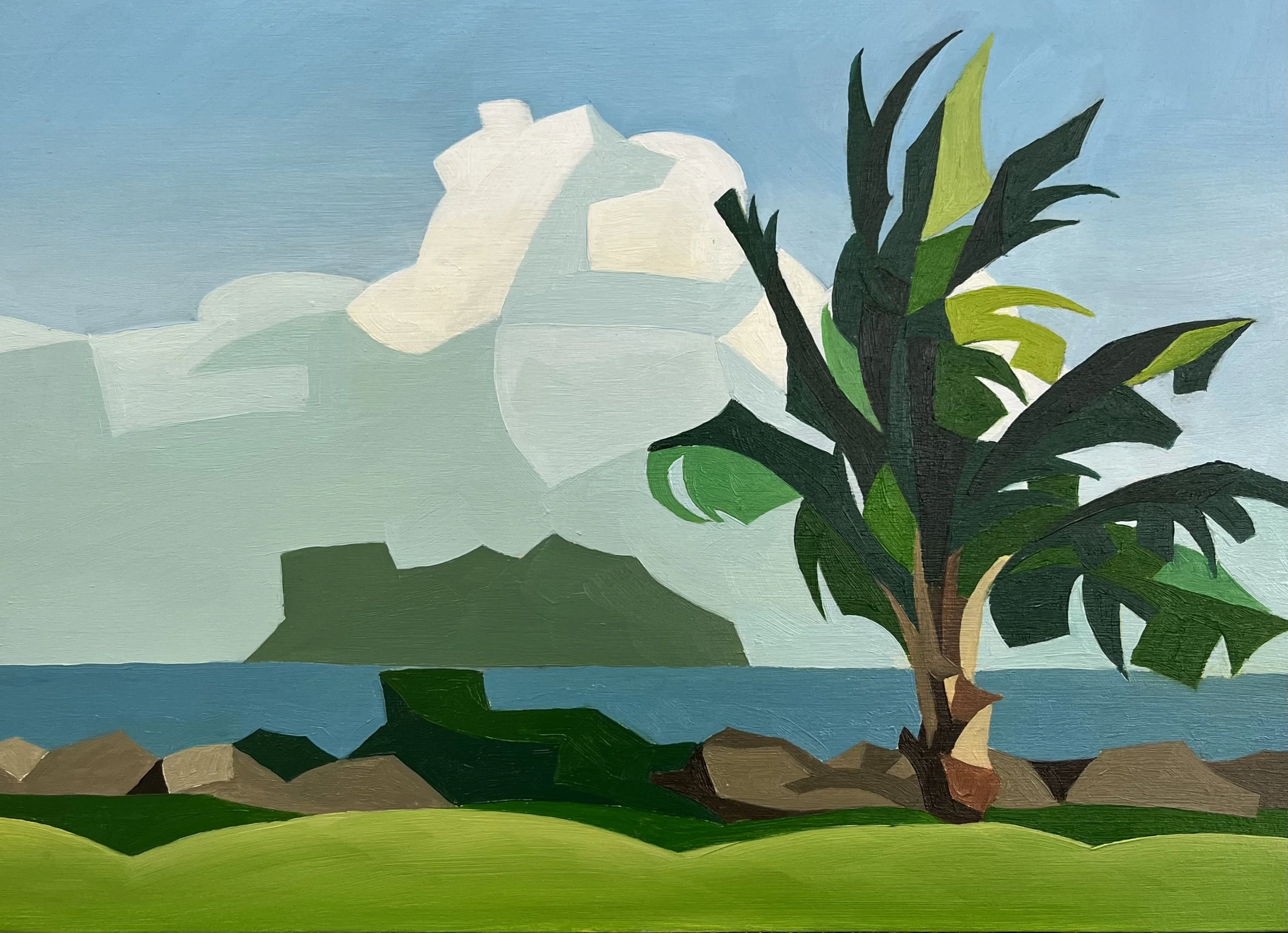 Seaside Scrape, oil on wood panel, 15 x 21cm.