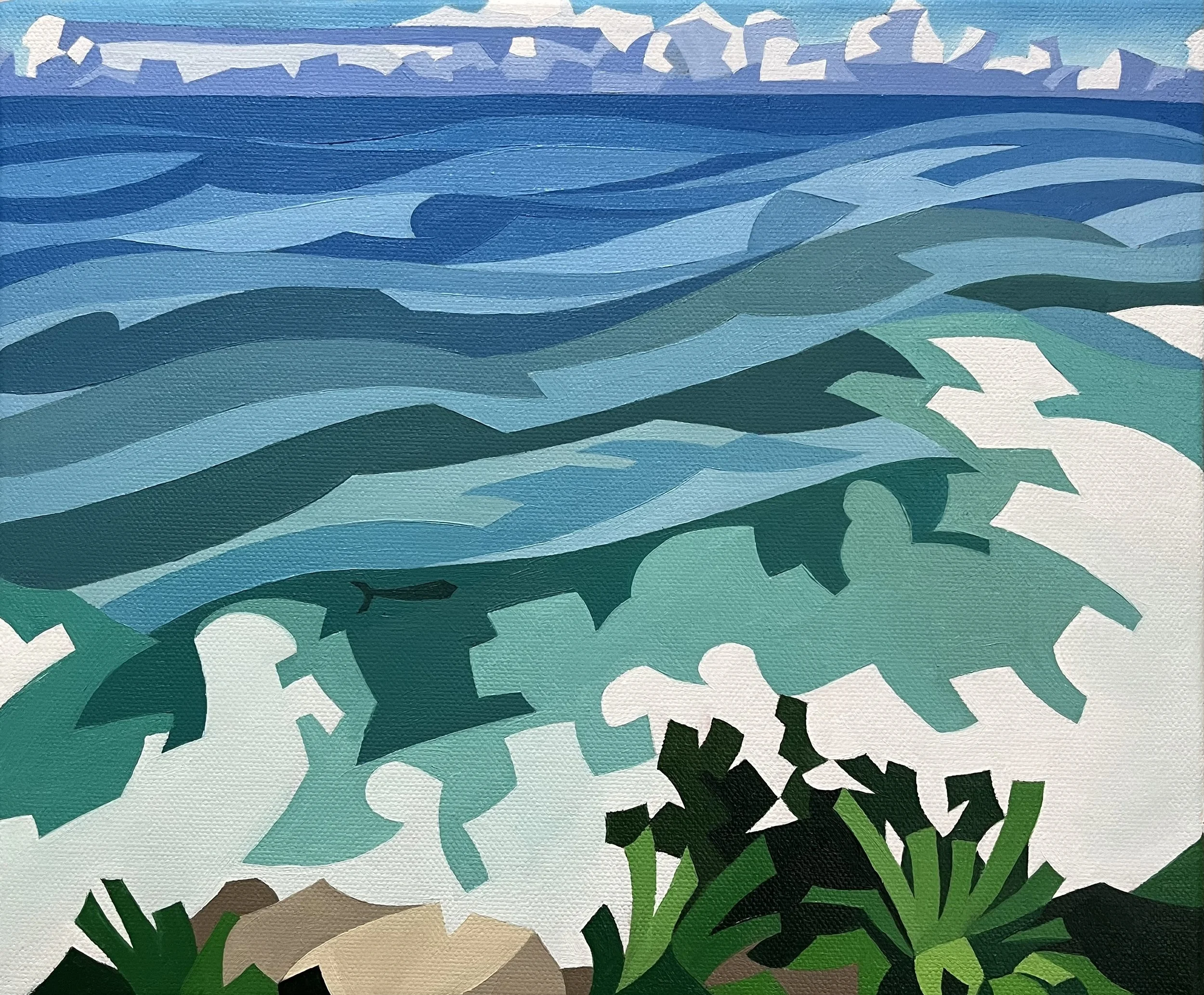 Watch Out for Whales, oil on canvas, 25 x 30cm.
